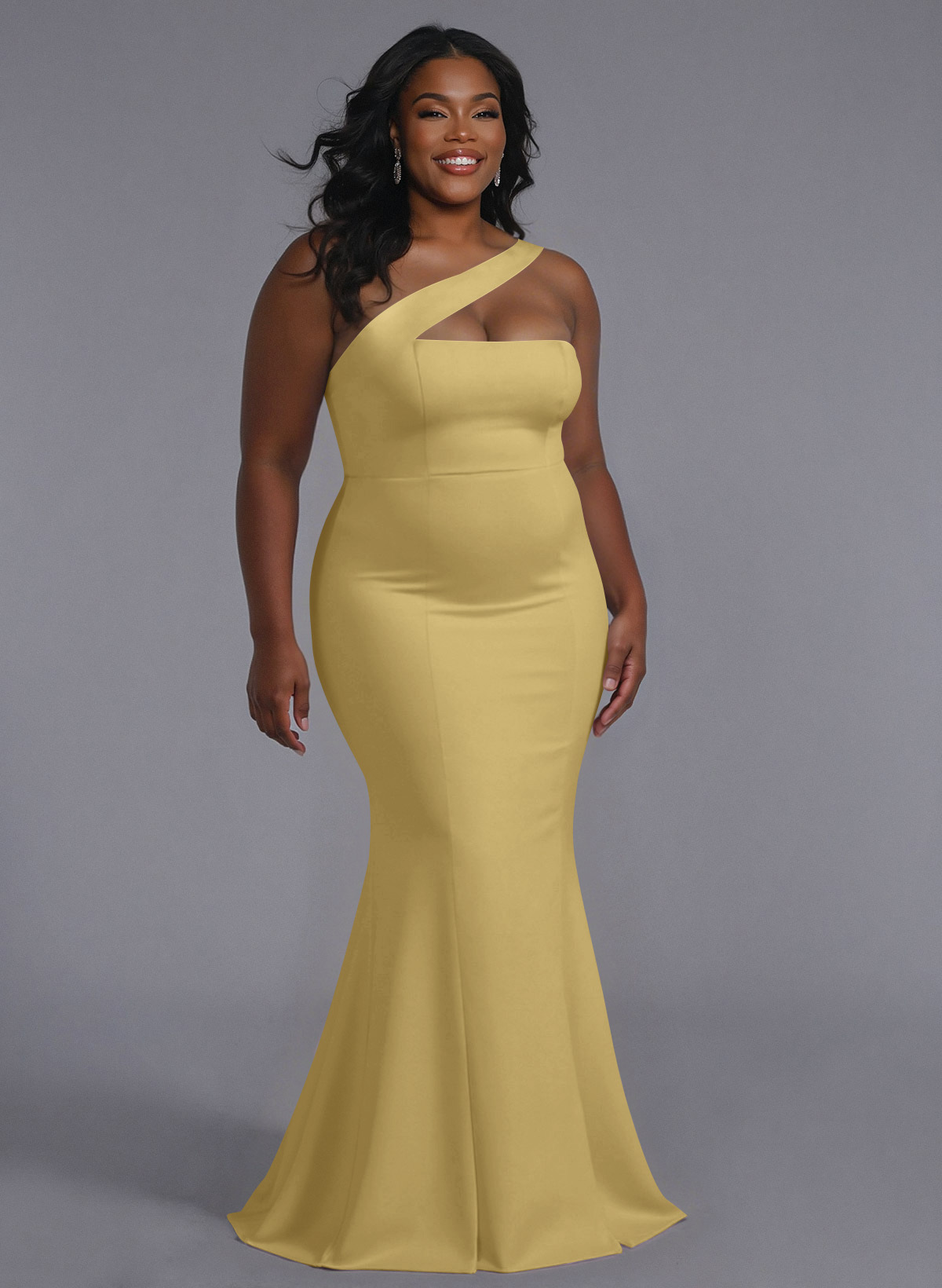 One-Shoulder Trumpet/Mermaid Pink Elastic Satin Bridesmaid Dresses, product image 227