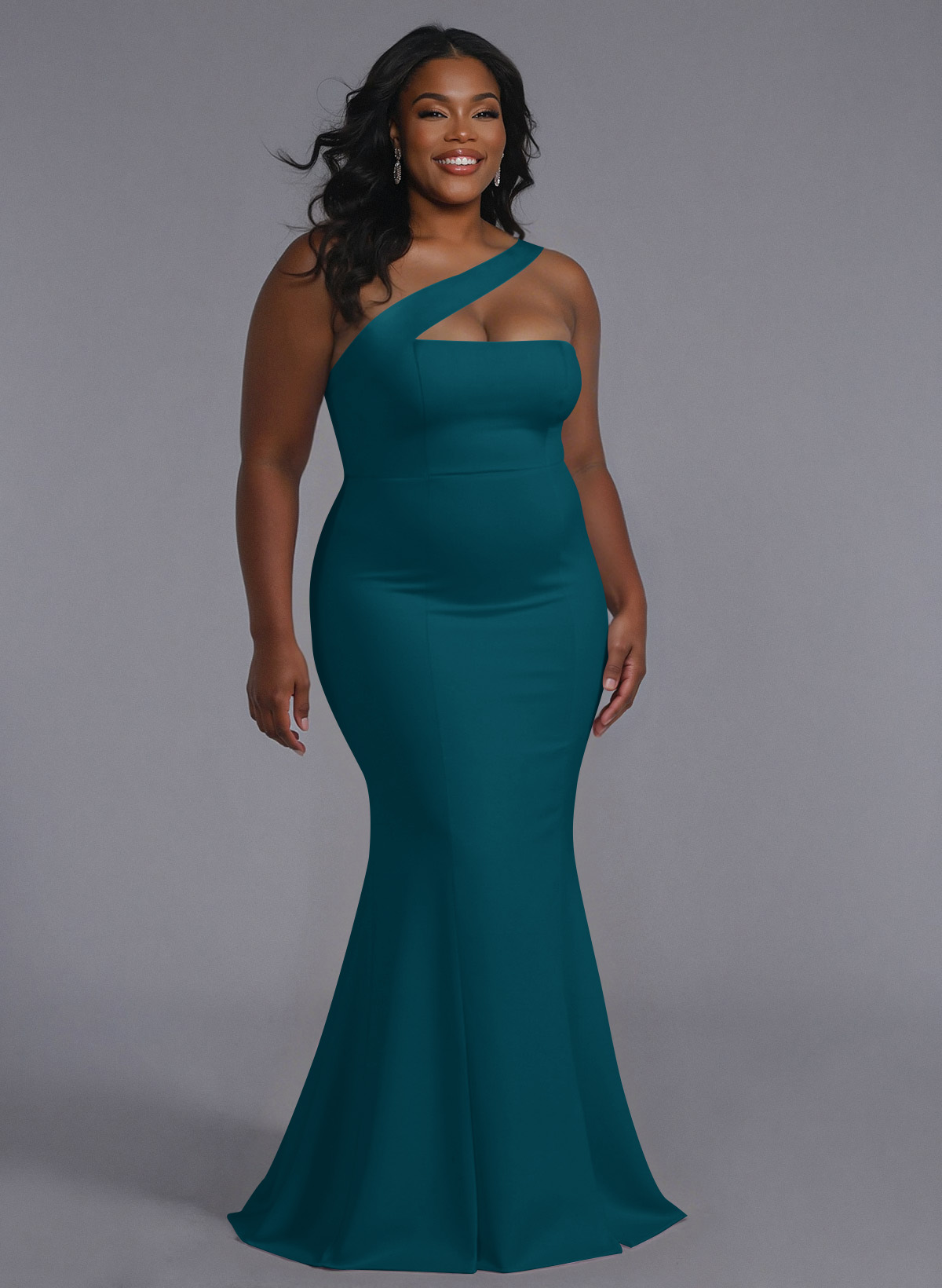 One-Shoulder Trumpet/Mermaid Pink Elastic Satin Bridesmaid Dresses, product image 191