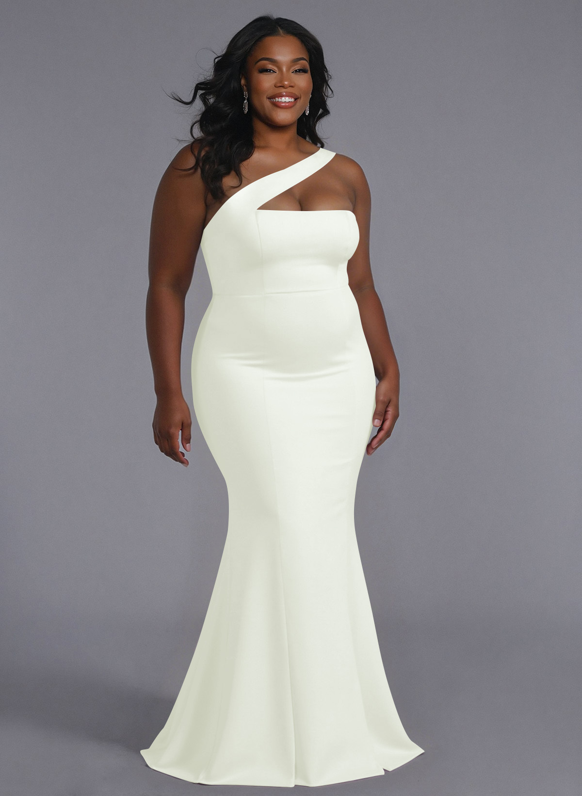 One-Shoulder Trumpet/Mermaid Pink Elastic Satin Bridesmaid Dresses, product image 232