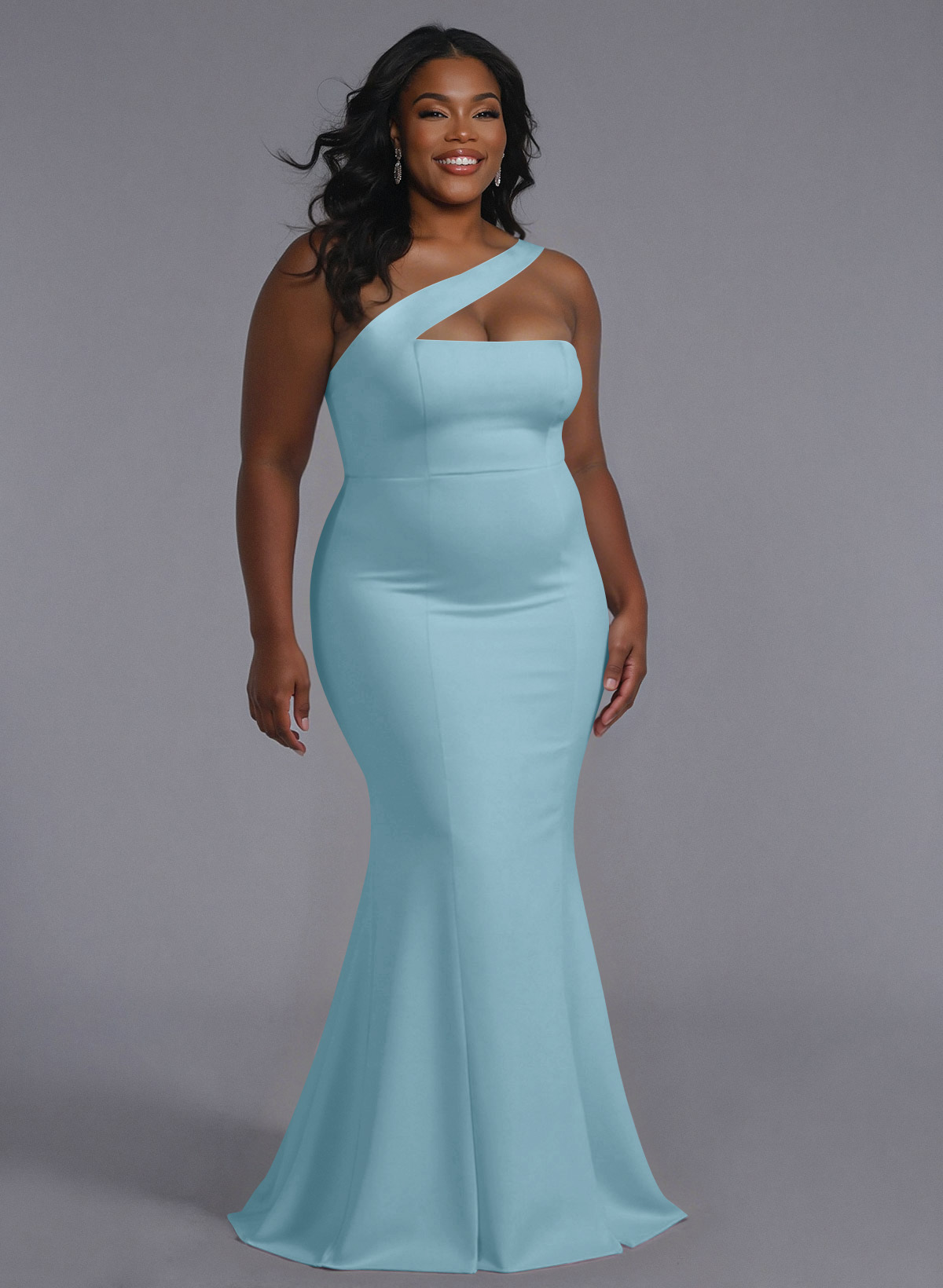 One-Shoulder Trumpet/Mermaid Pink Elastic Satin Bridesmaid Dresses, product image 193
