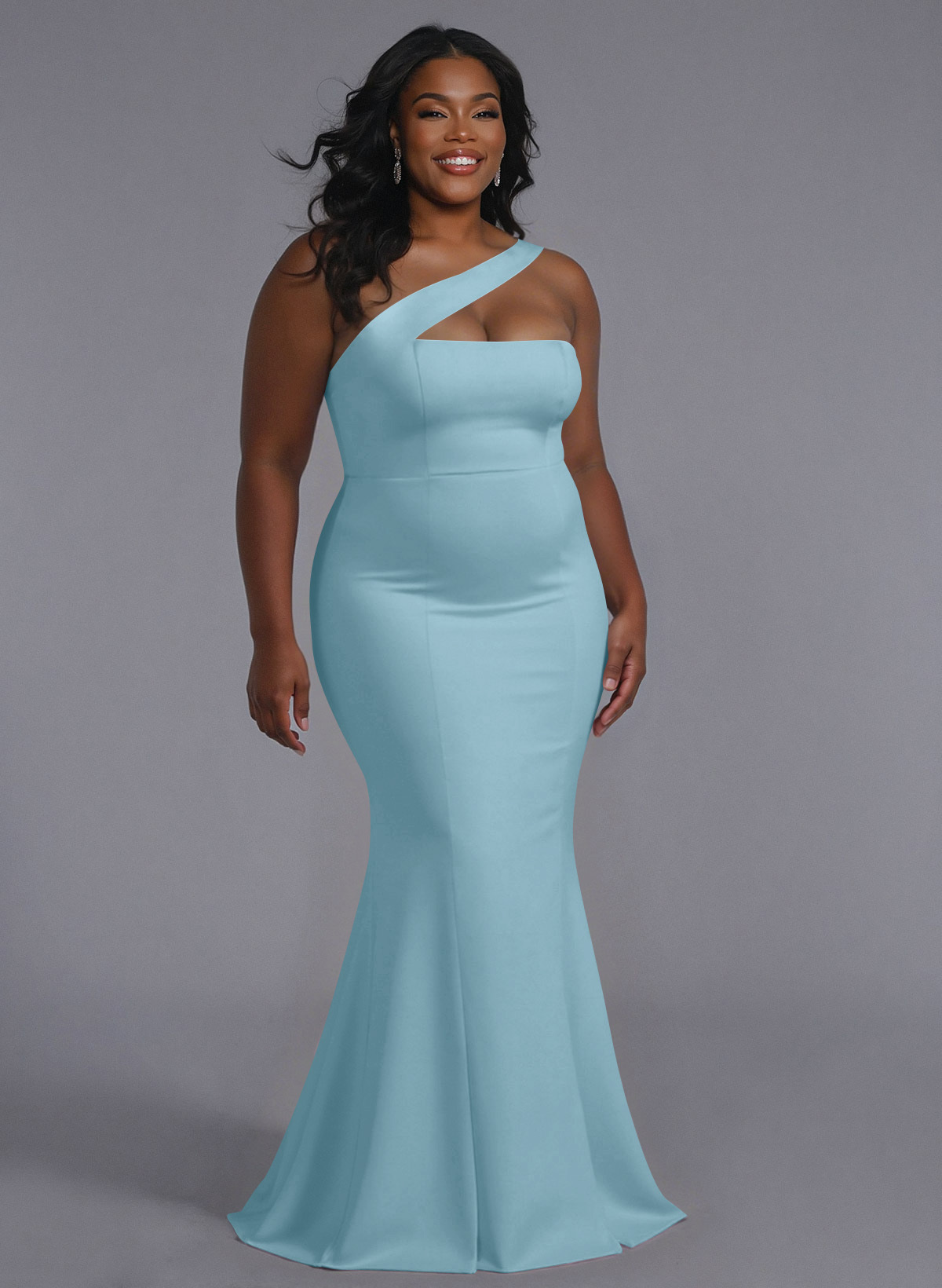 One-Shoulder Trumpet/Mermaid Pink Elastic Satin Bridesmaid Dresses, product image 193