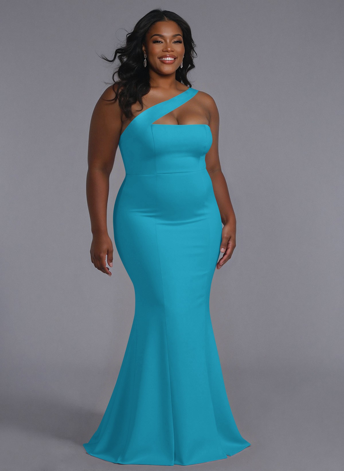 One-Shoulder Trumpet/Mermaid Pink Elastic Satin Bridesmaid Dresses, product image 192