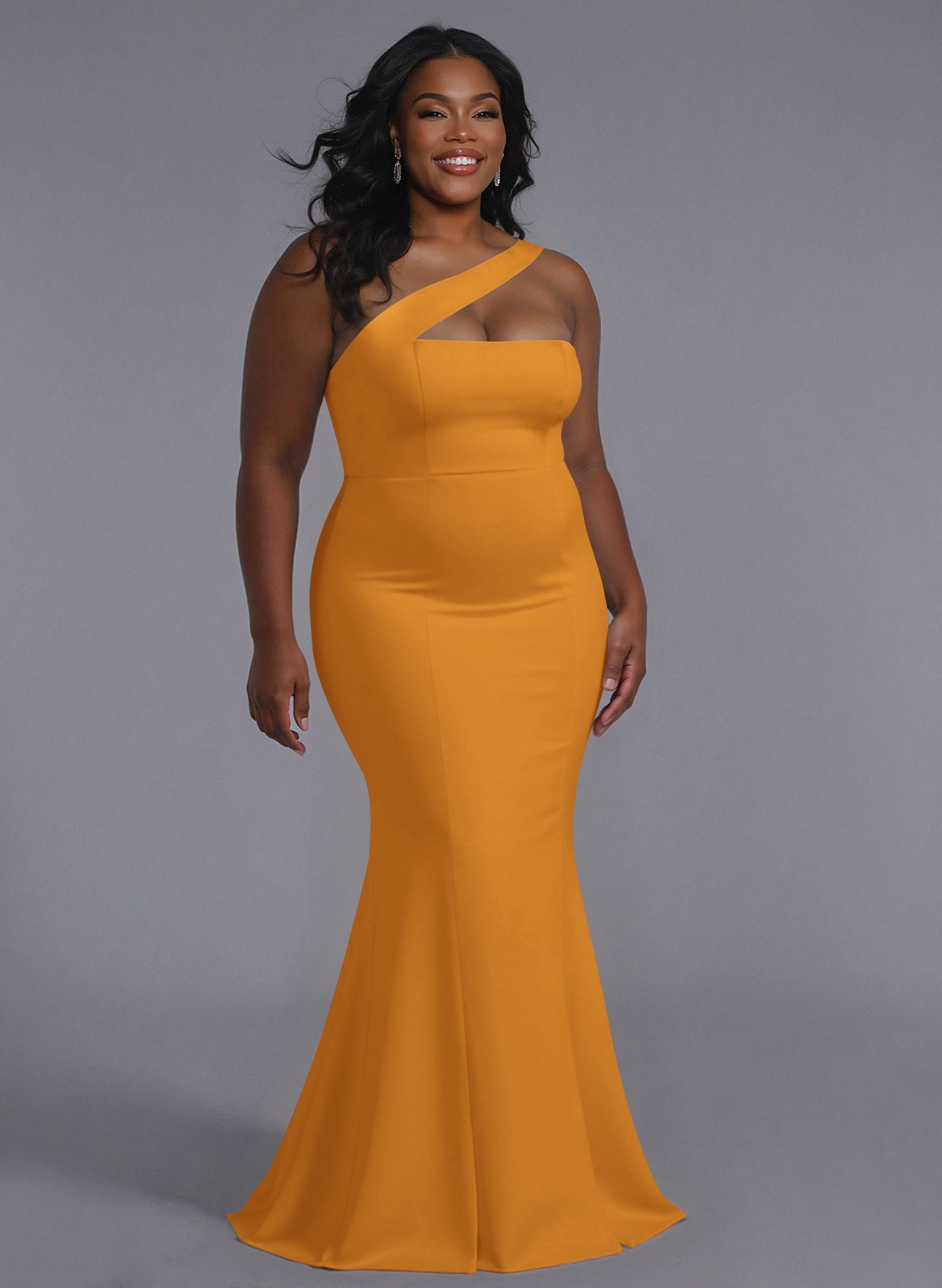 One-Shoulder Trumpet/Mermaid Pink Elastic Satin Bridesmaid Dresses, product image 229