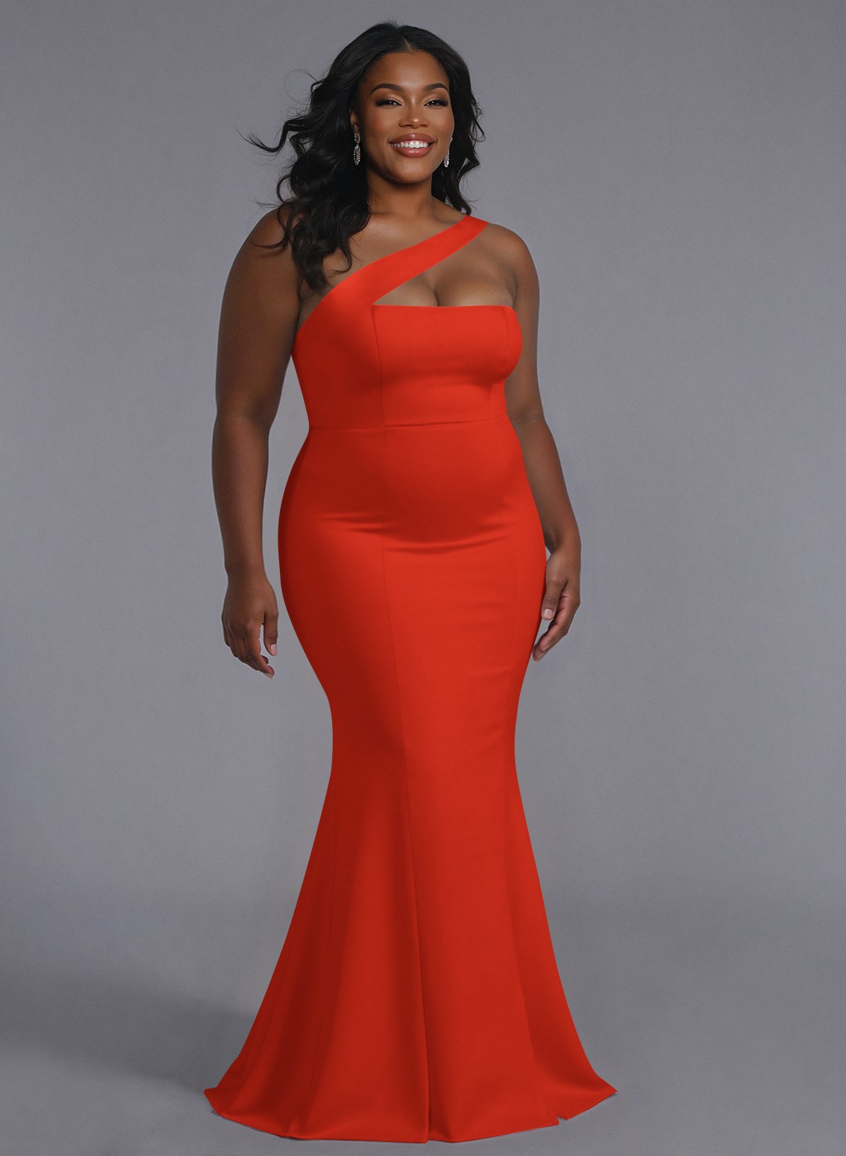 One-Shoulder Trumpet/Mermaid Pink Elastic Satin Bridesmaid Dresses, product image 231