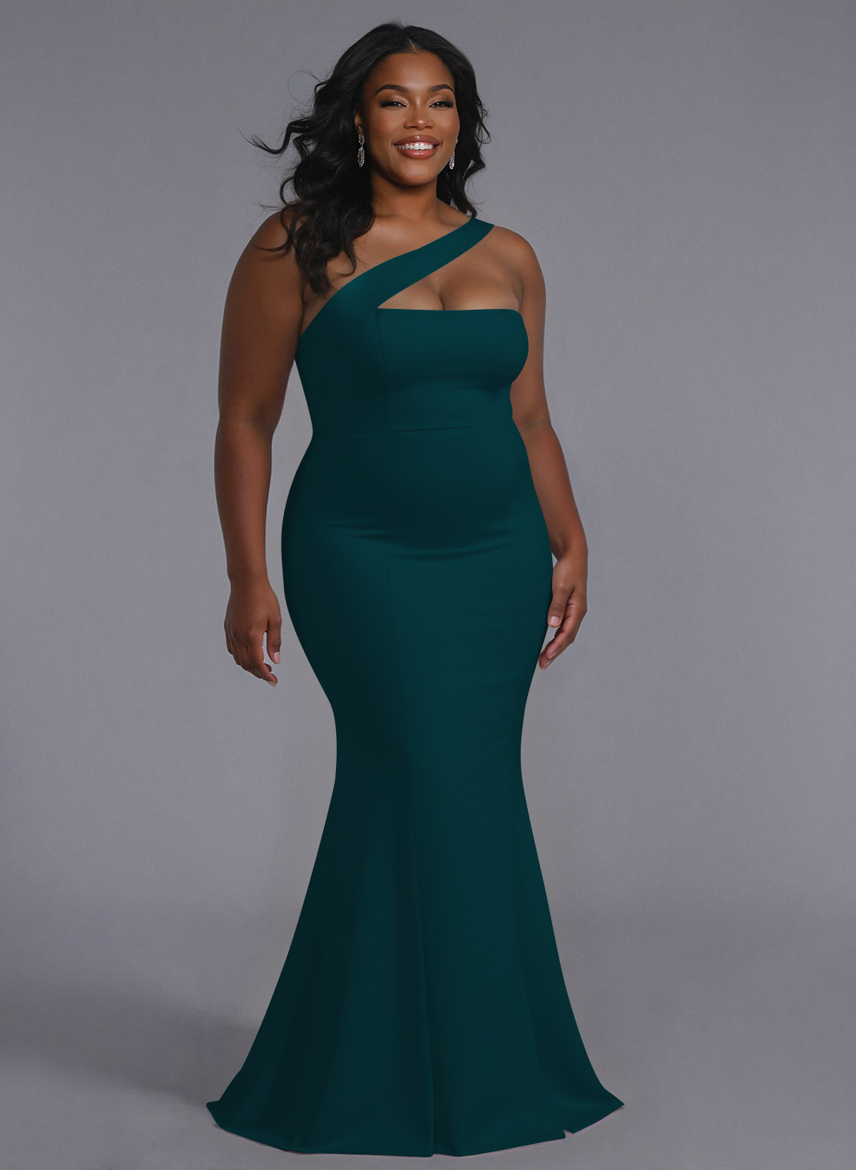 One-Shoulder Trumpet/Mermaid Pink Elastic Satin Bridesmaid Dresses, product image 217