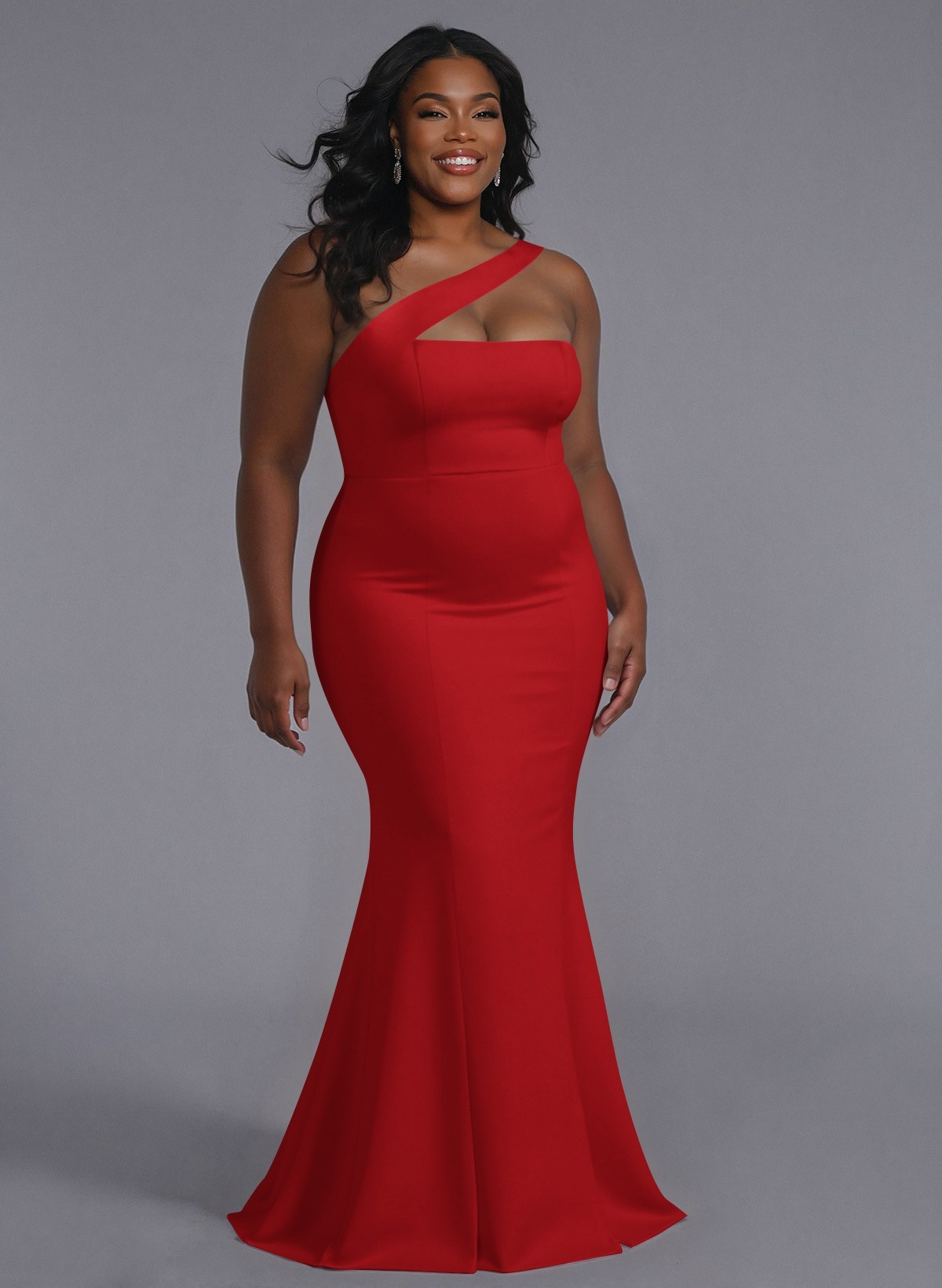 One-Shoulder Trumpet/Mermaid Pink Elastic Satin Bridesmaid Dresses, product image 203
