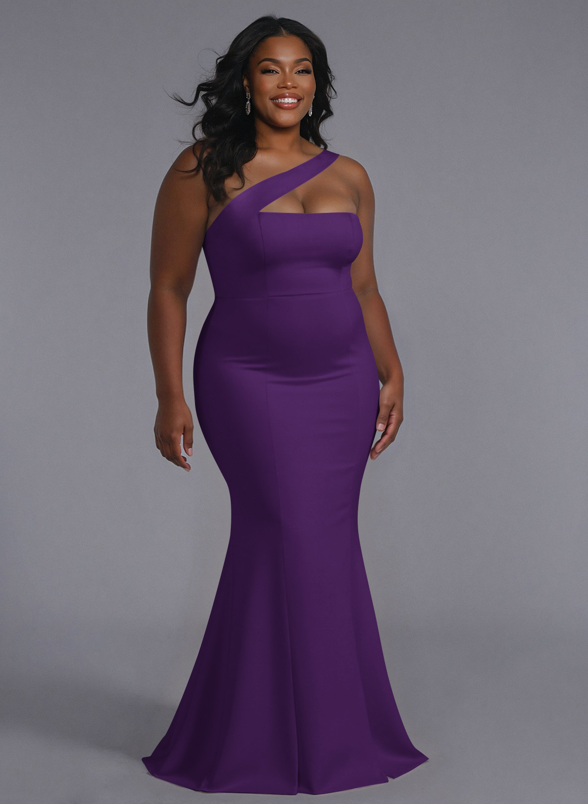 One-Shoulder Trumpet/Mermaid Pink Elastic Satin Bridesmaid Dresses, product image 208
