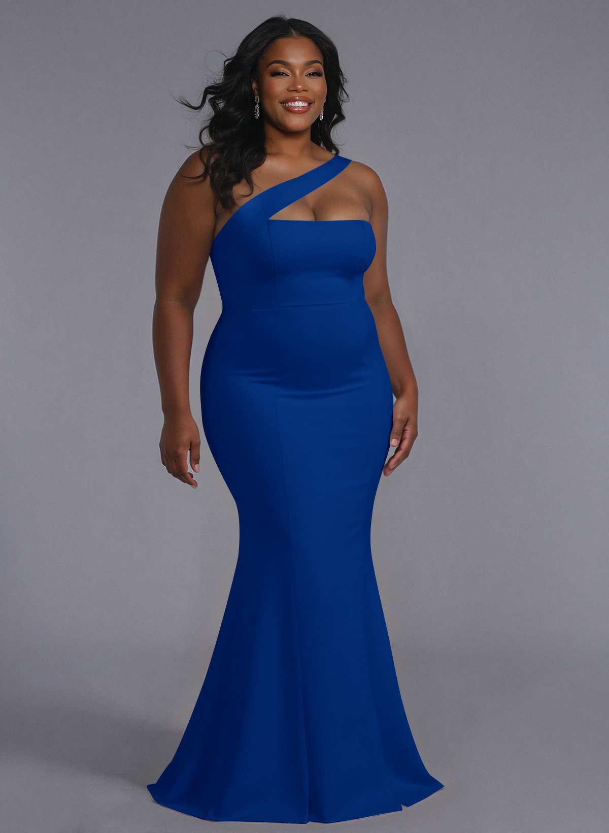 One-Shoulder Trumpet/Mermaid Pink Elastic Satin Bridesmaid Dresses, product image 186