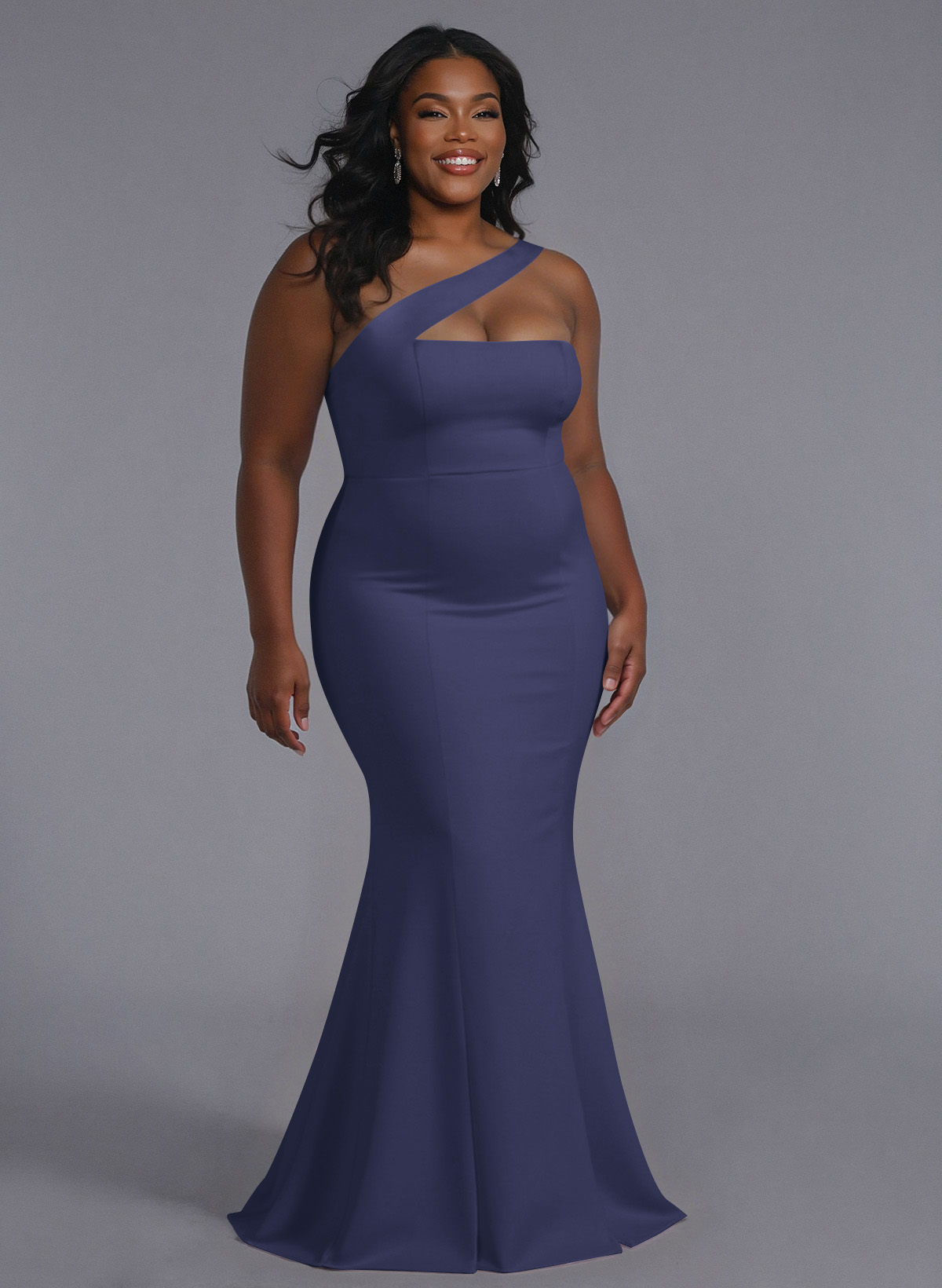 One-Shoulder Trumpet/Mermaid Pink Elastic Satin Bridesmaid Dresses, product image 188