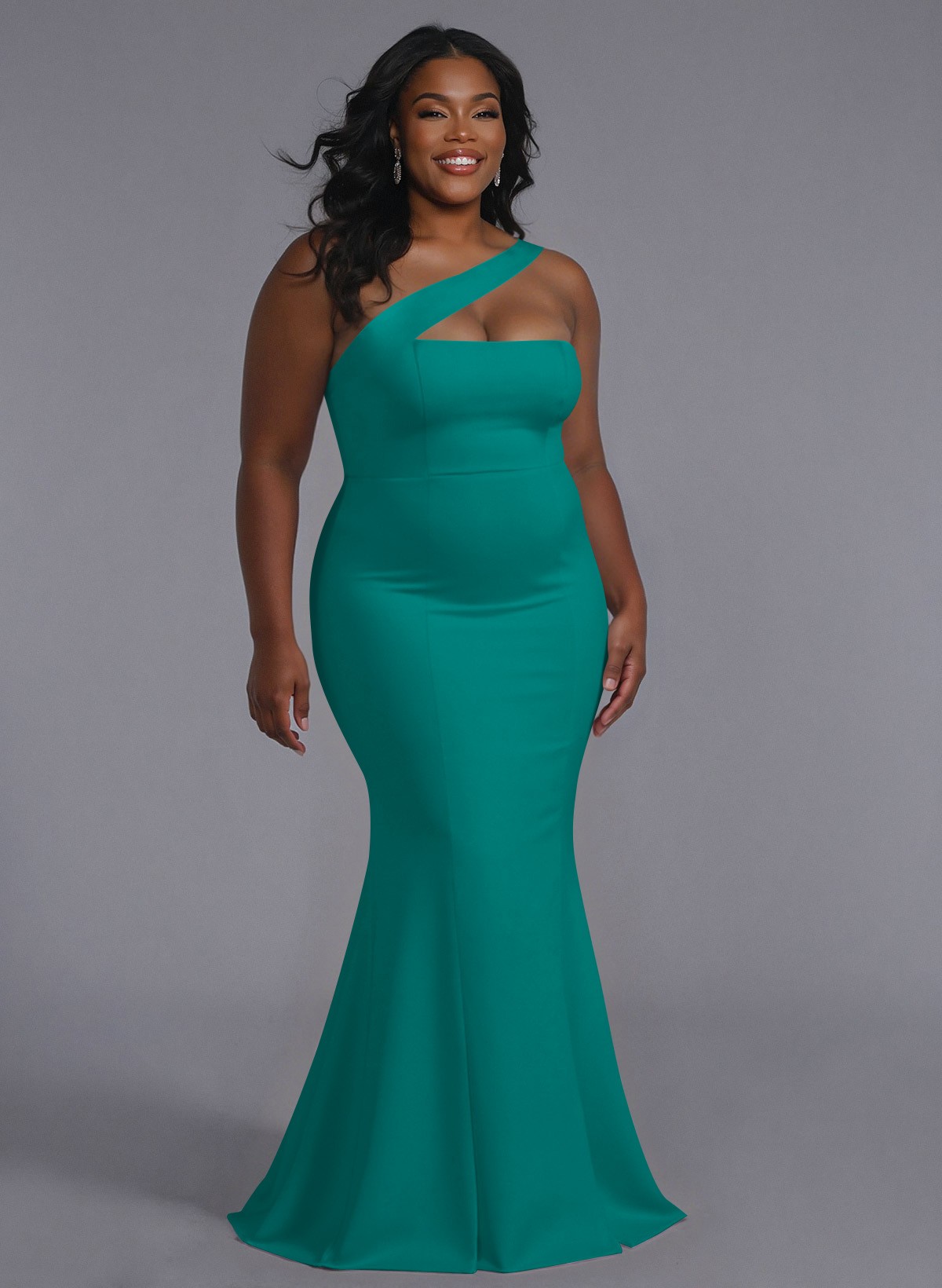 One-Shoulder Trumpet/Mermaid Pink Elastic Satin Bridesmaid Dresses, product image 237