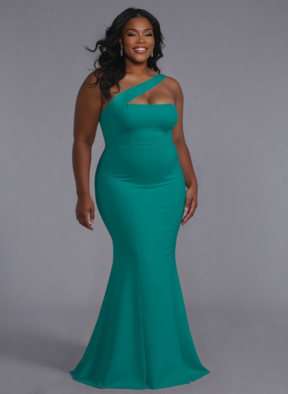 One-Shoulder Trumpet/Mermaid Pink Elastic Satin Bridesmaid Dresses, product image 237
