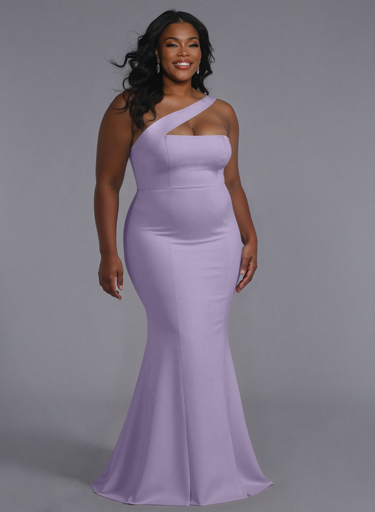 One-Shoulder Trumpet/Mermaid Pink Elastic Satin Bridesmaid Dresses, product image 209