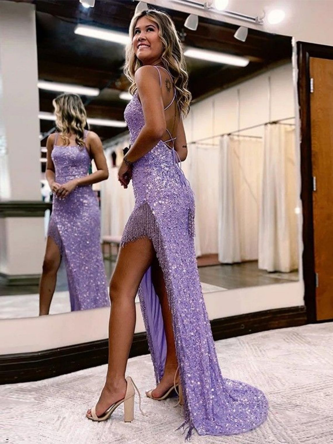 Sheath/Column Spaghetti Straps Sleeveless Sweep/Brush Train Dresses