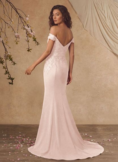 Off-The-Shoulder Elegant Elastic Satin Mother Of The Bride Dresses With Beaded Applique