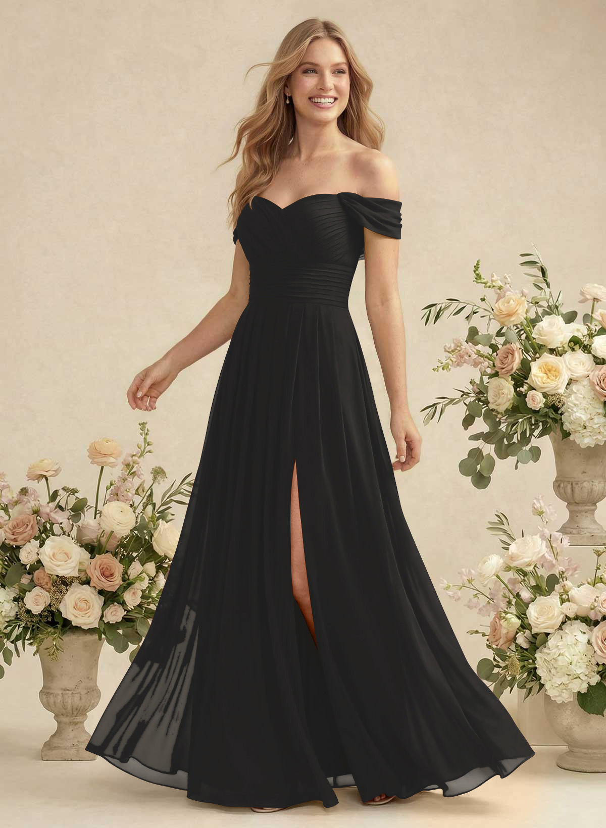 Off-The-Shoulder A-Line Chiffon Bridesmaid Dresses, product image 175