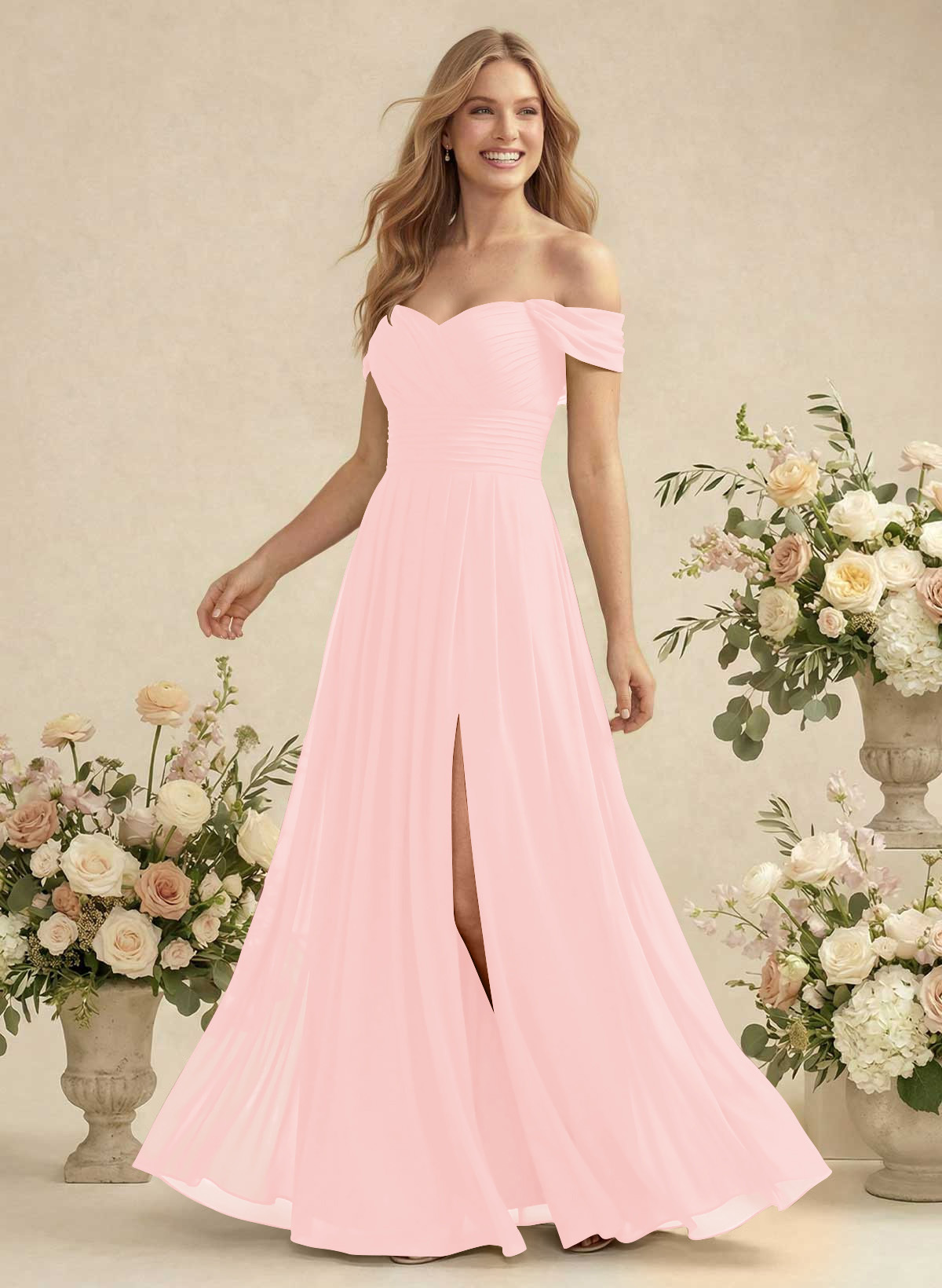 Off-The-Shoulder A-Line Chiffon Bridesmaid Dresses, product image 73