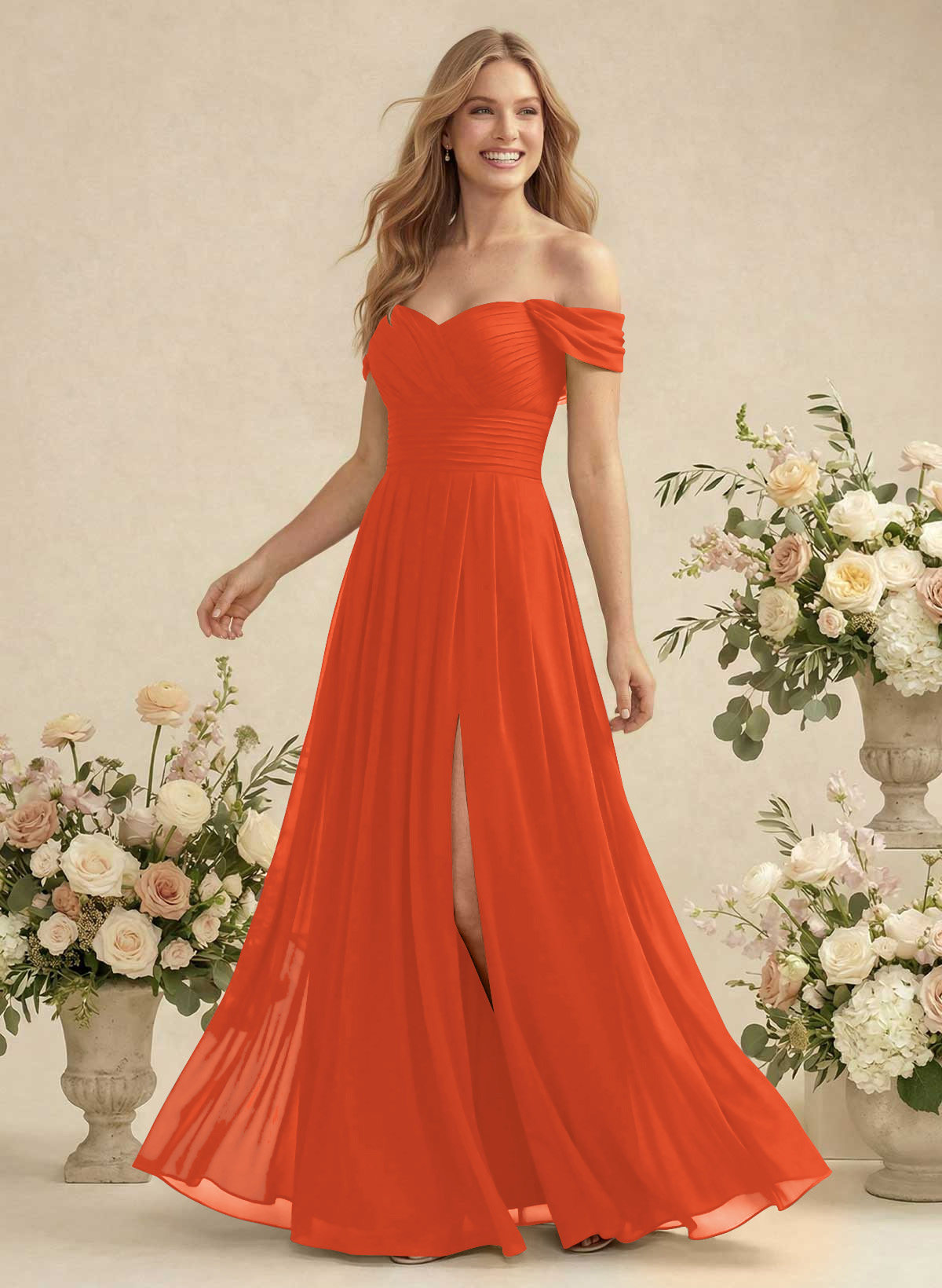 Off-The-Shoulder A-Line Chiffon Bridesmaid Dresses, product image 184