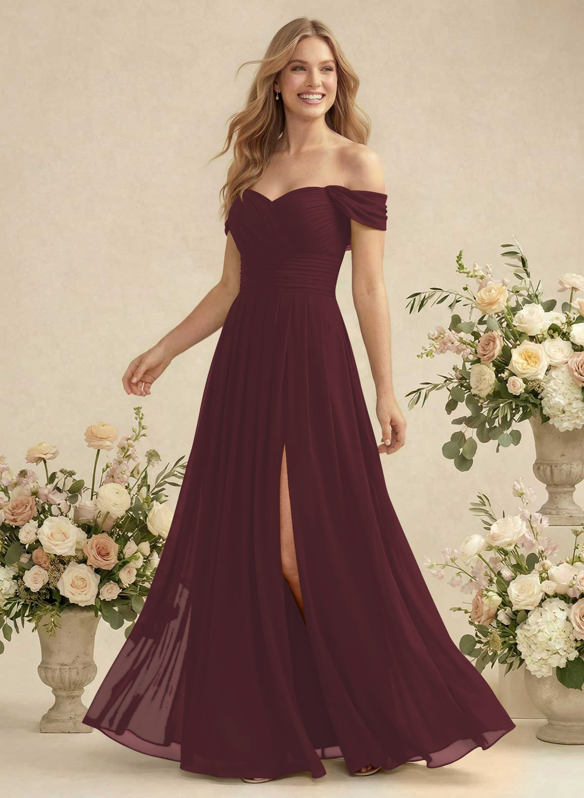 Off-The-Shoulder A-Line Chiffon Bridesmaid Dresses, product image 40