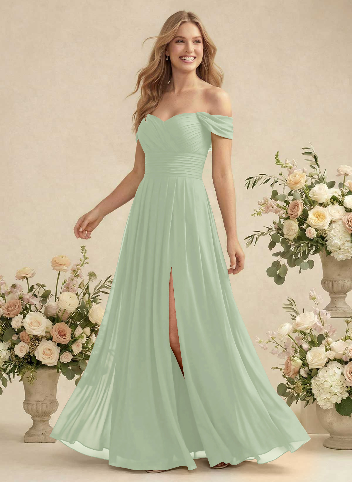 Off-The-Shoulder A-Line Chiffon Bridesmaid Dresses, product image 130