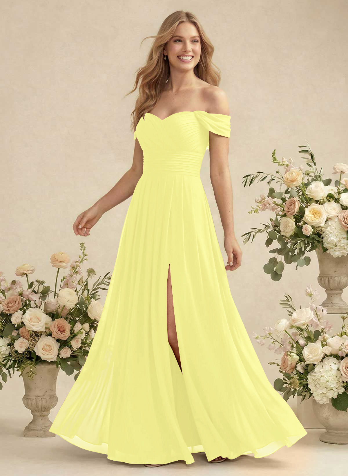 Off-The-Shoulder A-Line Chiffon Bridesmaid Dresses, product image 148