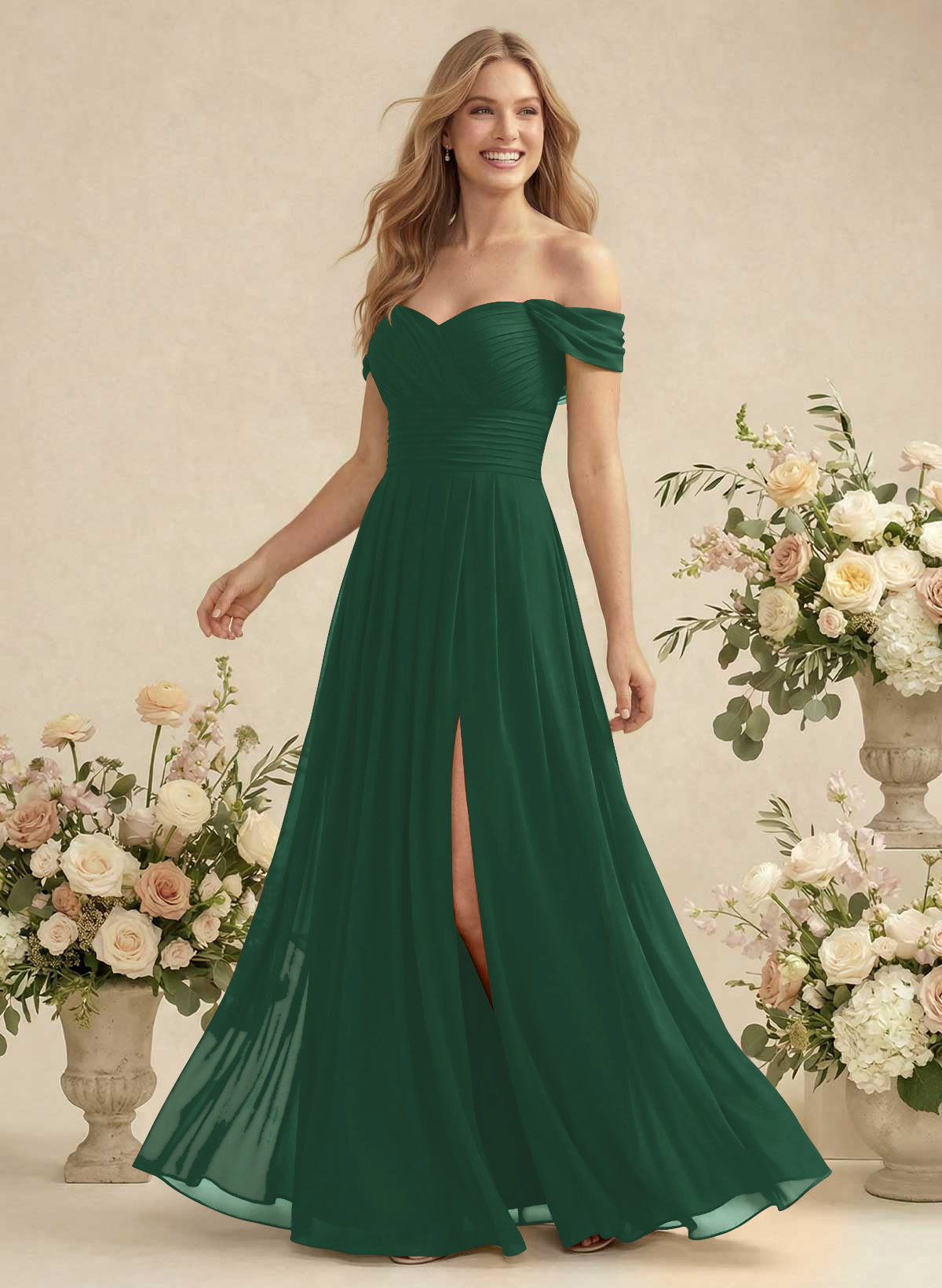 Off-The-Shoulder A-Line Chiffon Bridesmaid Dresses, product image 118