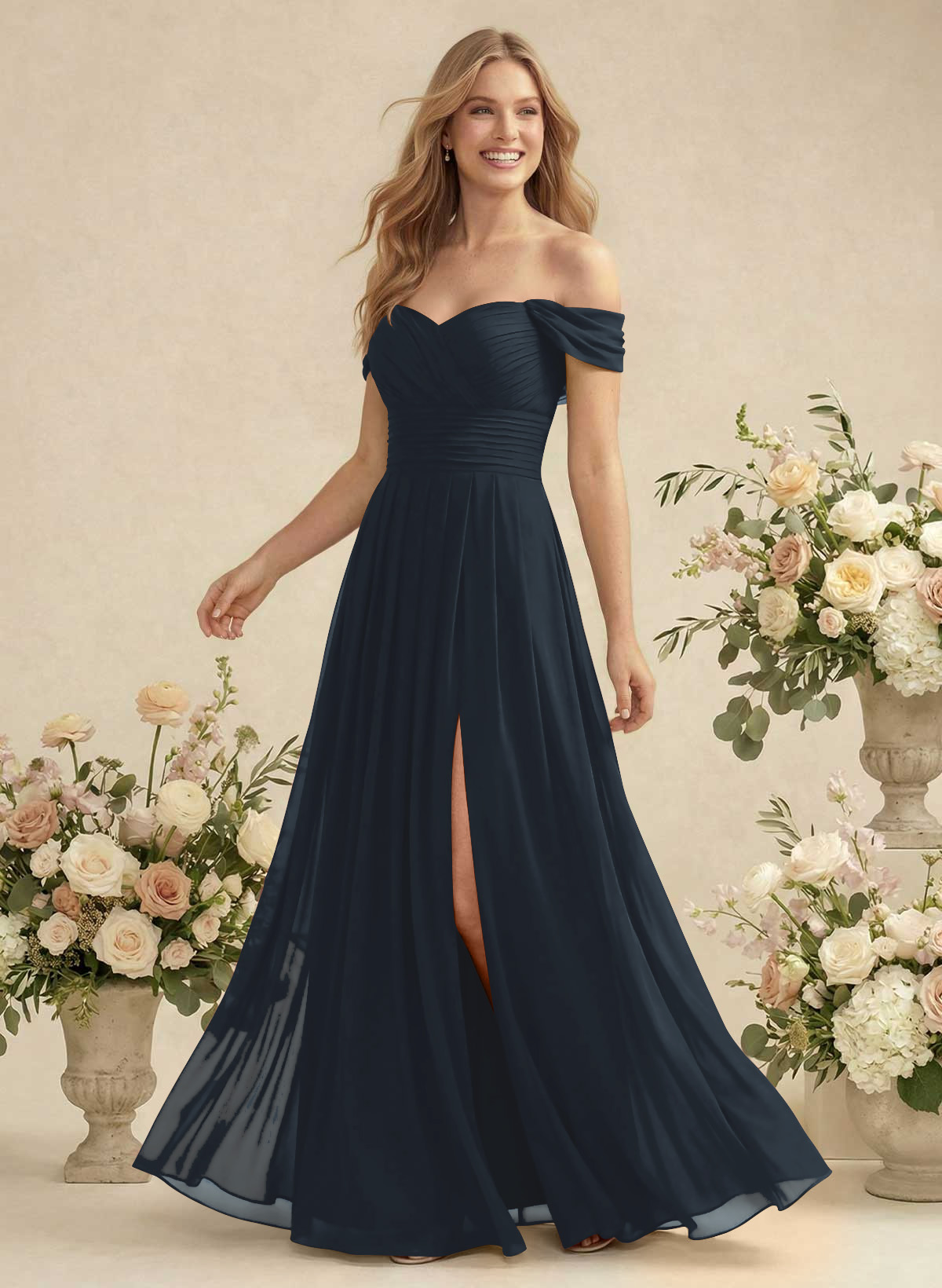 Off-The-Shoulder A-Line Chiffon Bridesmaid Dresses, product image 4