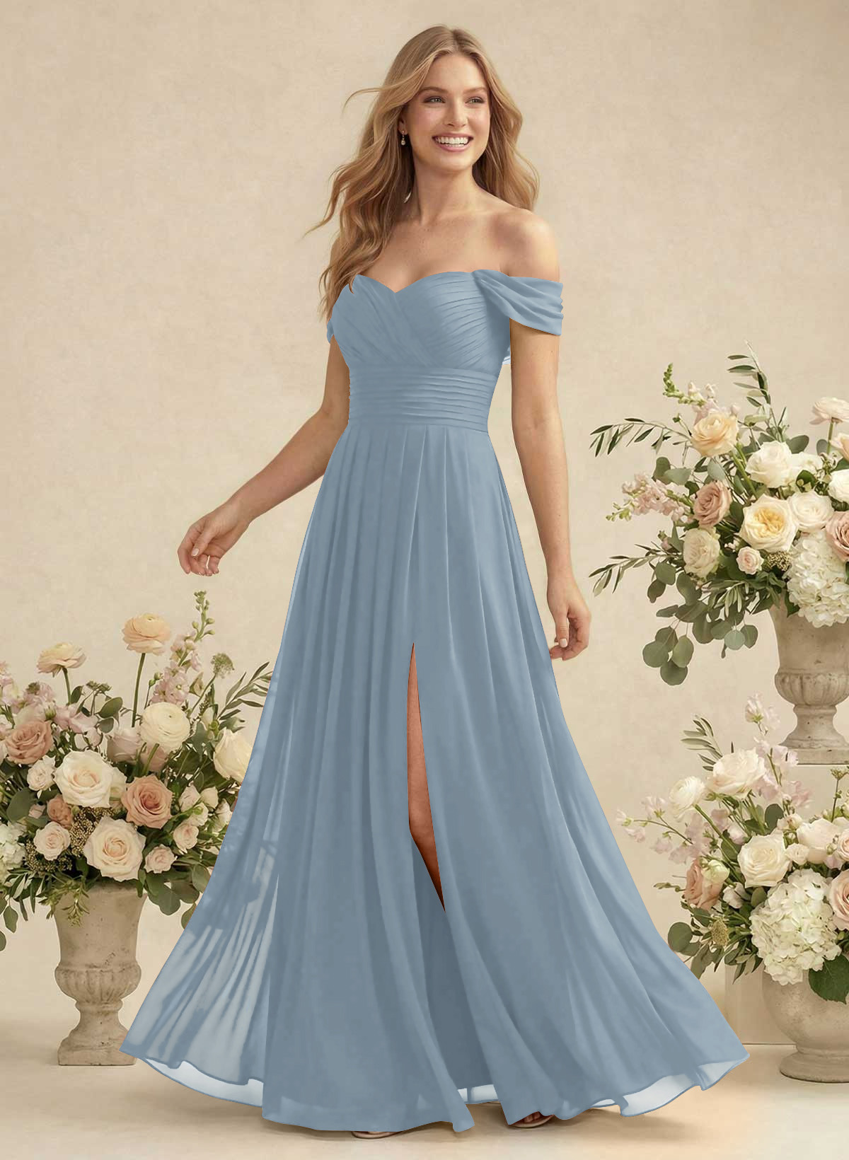 Off-The-Shoulder A-Line Chiffon Bridesmaid Dresses, product image 10