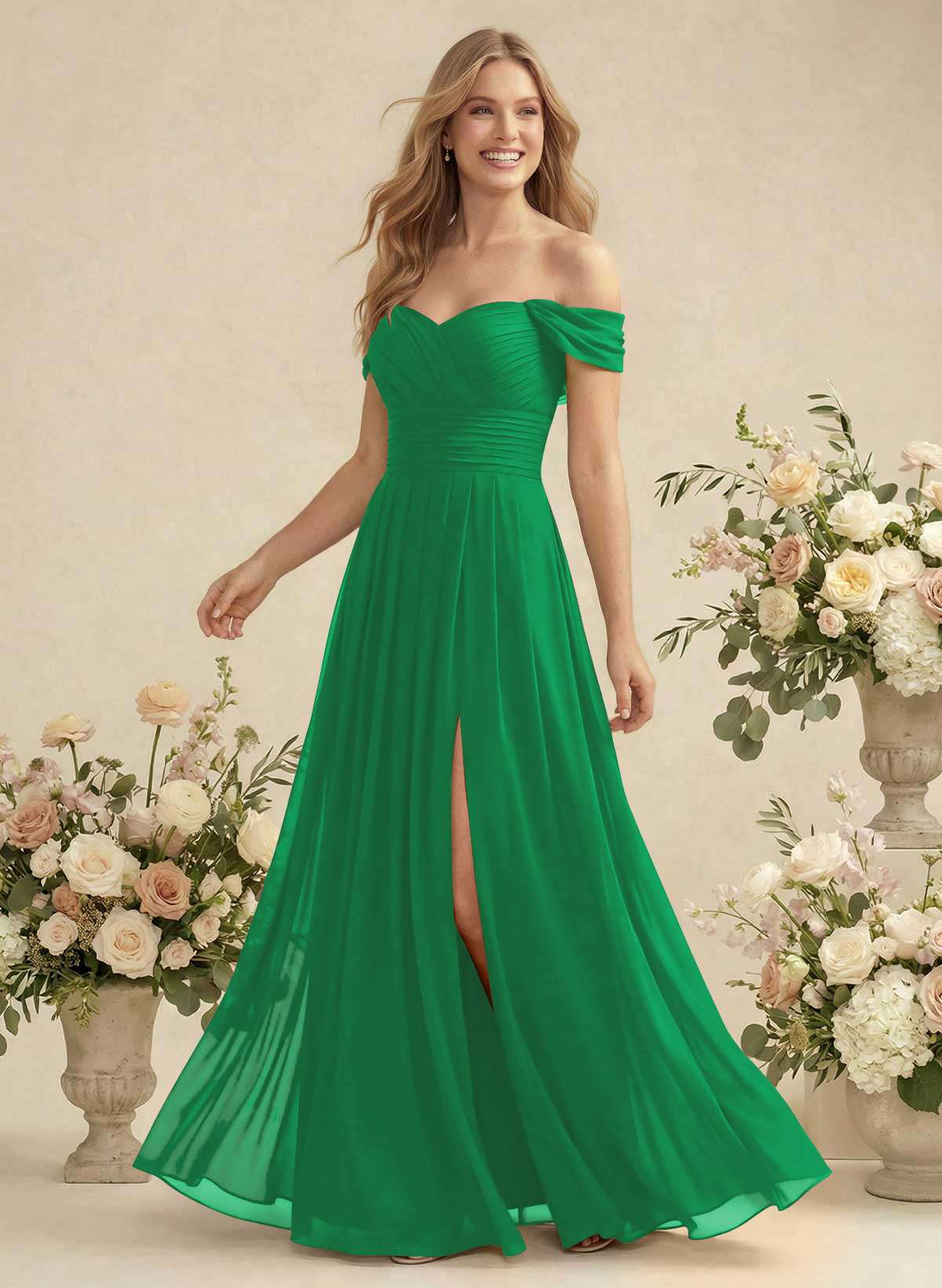 Off-The-Shoulder A-Line Chiffon Bridesmaid Dresses, product image 190