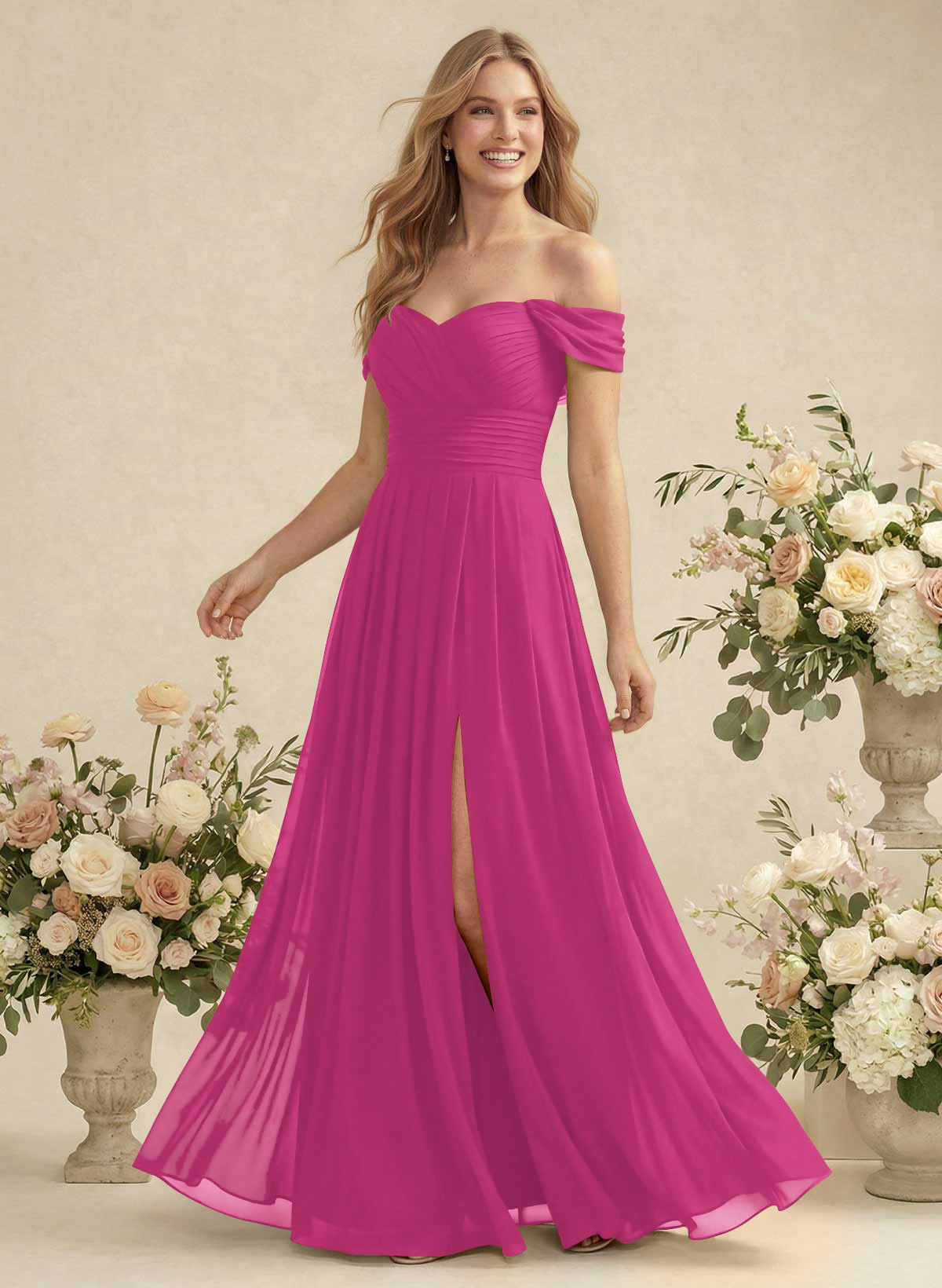 Off-The-Shoulder A-Line Chiffon Bridesmaid Dresses, product image 112
