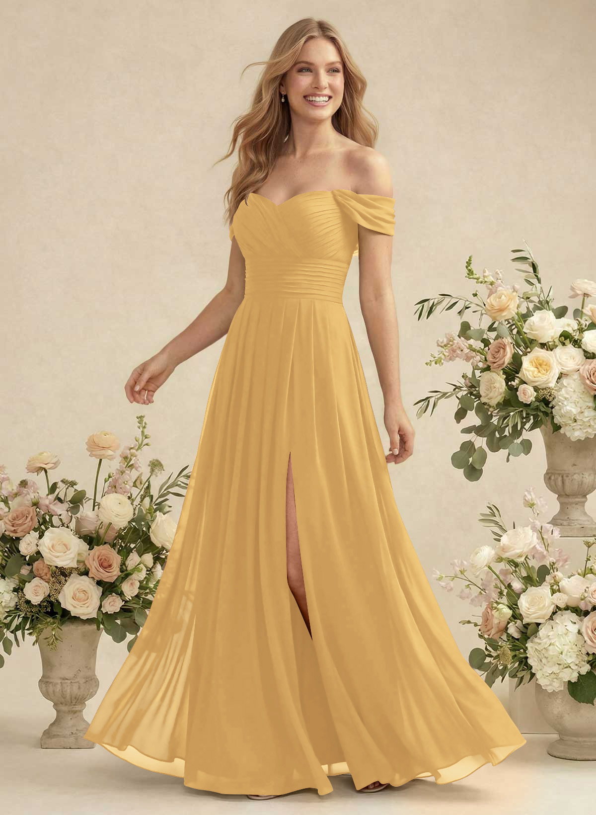 Off-The-Shoulder A-Line Chiffon Bridesmaid Dresses, product image 151