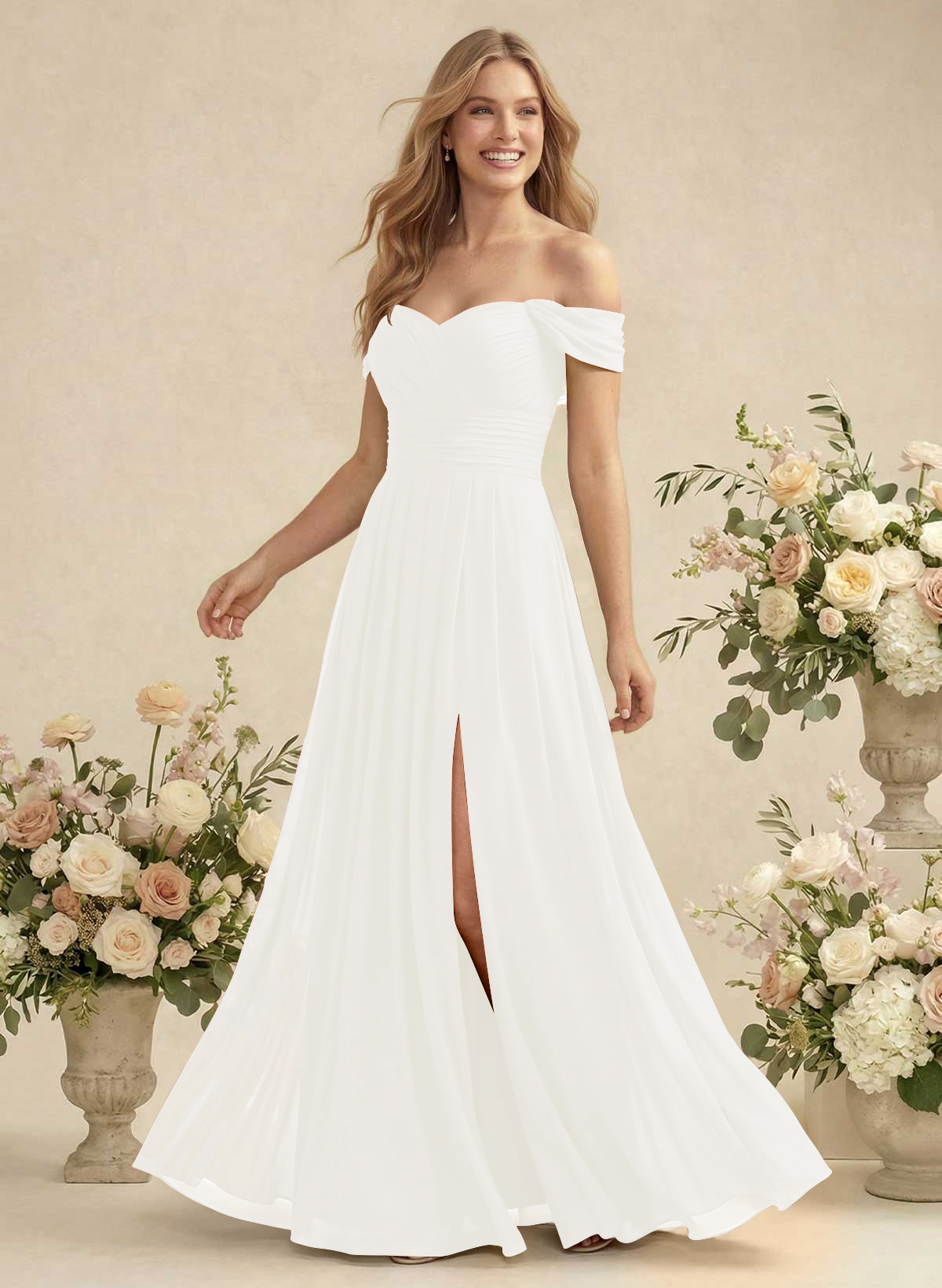 Off-The-Shoulder A-Line Chiffon Bridesmaid Dresses, product image 163