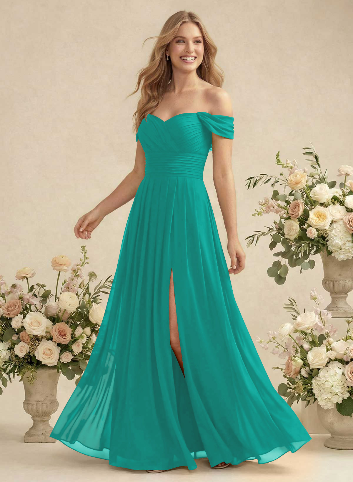 Off-The-Shoulder A-Line Chiffon Bridesmaid Dresses, product image 127