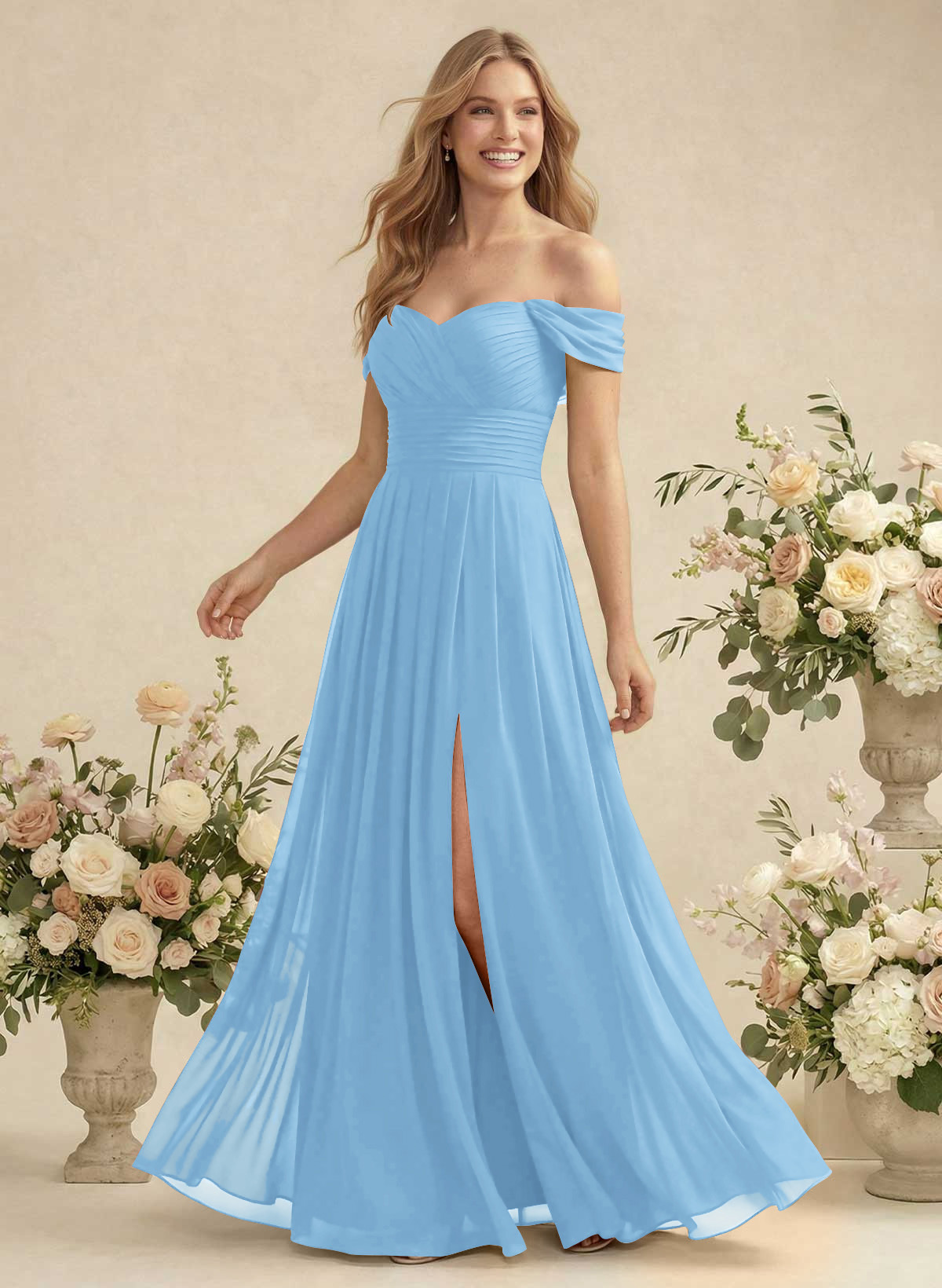 Off-The-Shoulder A-Line Chiffon Bridesmaid Dresses, product image 31