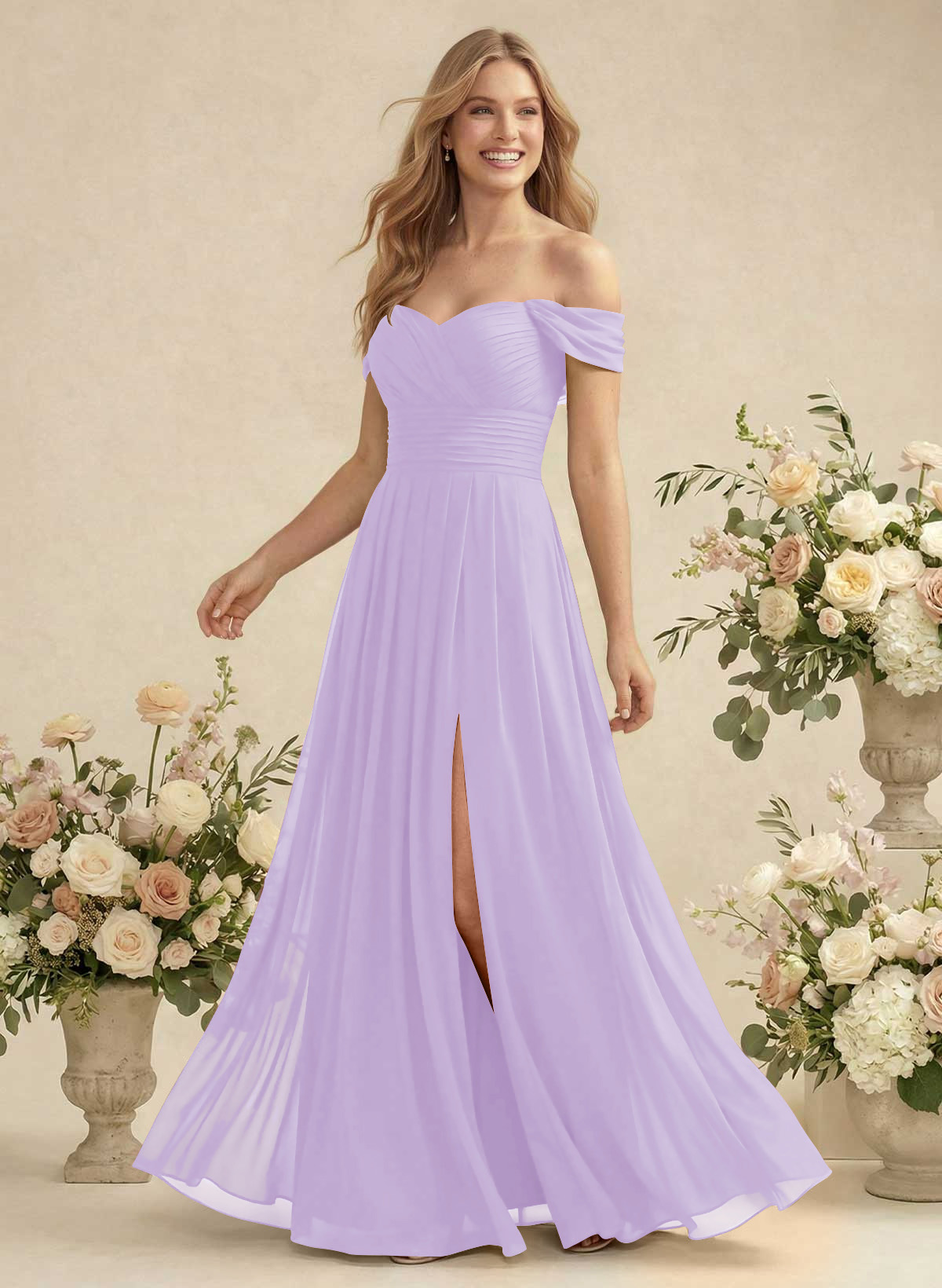 Off-The-Shoulder A-Line Chiffon Bridesmaid Dresses, product image 91