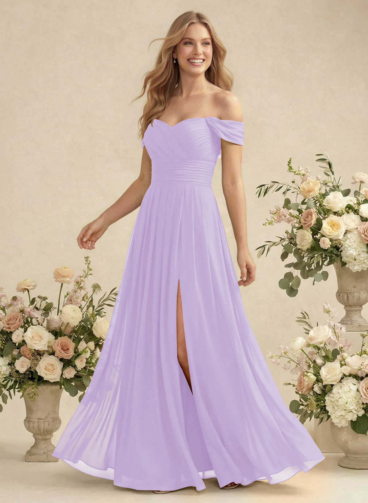 Off-The-Shoulder A-Line Chiffon Bridesmaid Dresses, product image 91