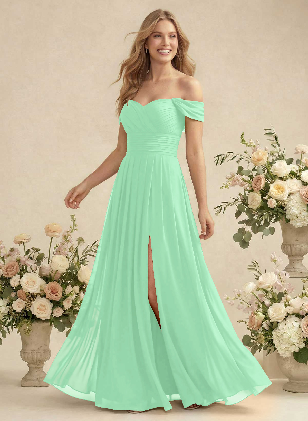 Off-The-Shoulder A-Line Chiffon Bridesmaid Dresses, product image 136