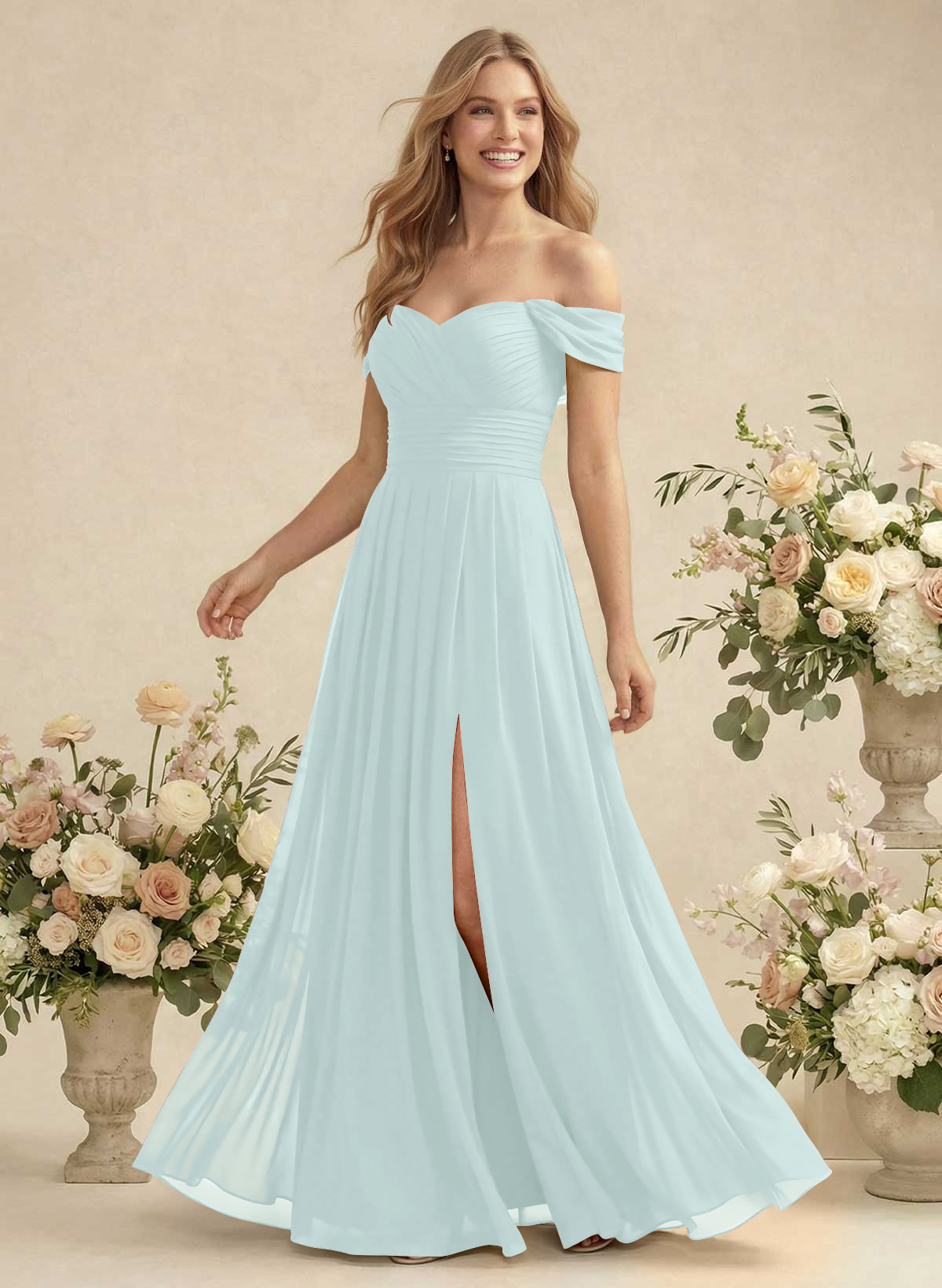 Off-The-Shoulder A-Line Chiffon Bridesmaid Dresses, product image 37