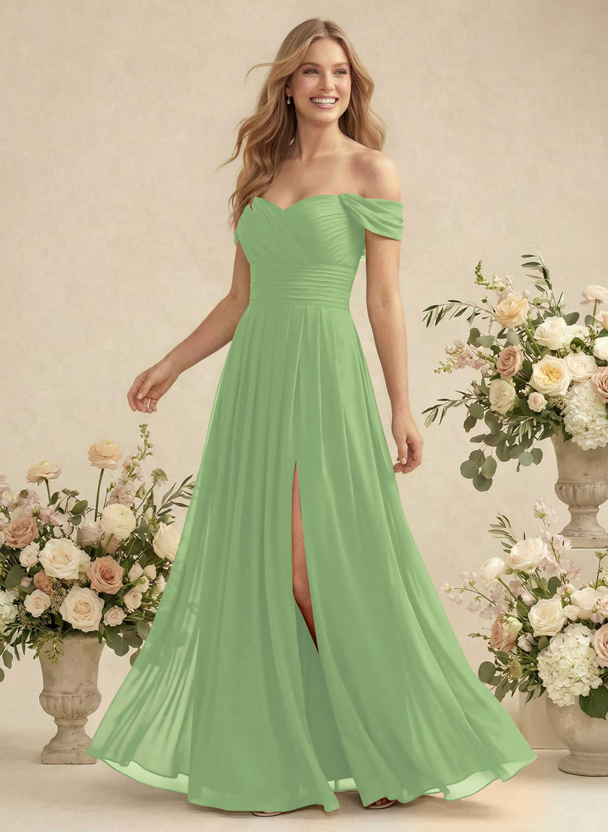 Off-The-Shoulder A-Line Chiffon Bridesmaid Dresses, product image 196