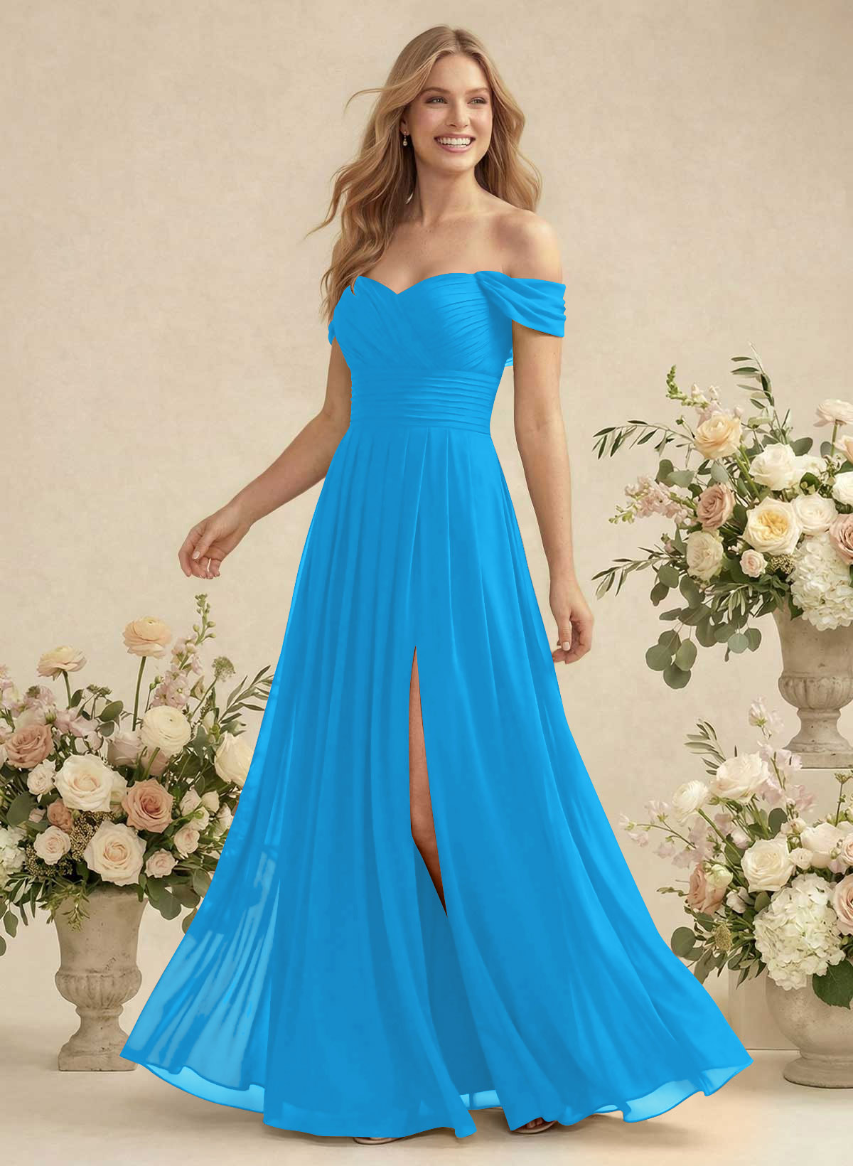 Off-The-Shoulder A-Line Chiffon Bridesmaid Dresses, product image 25
