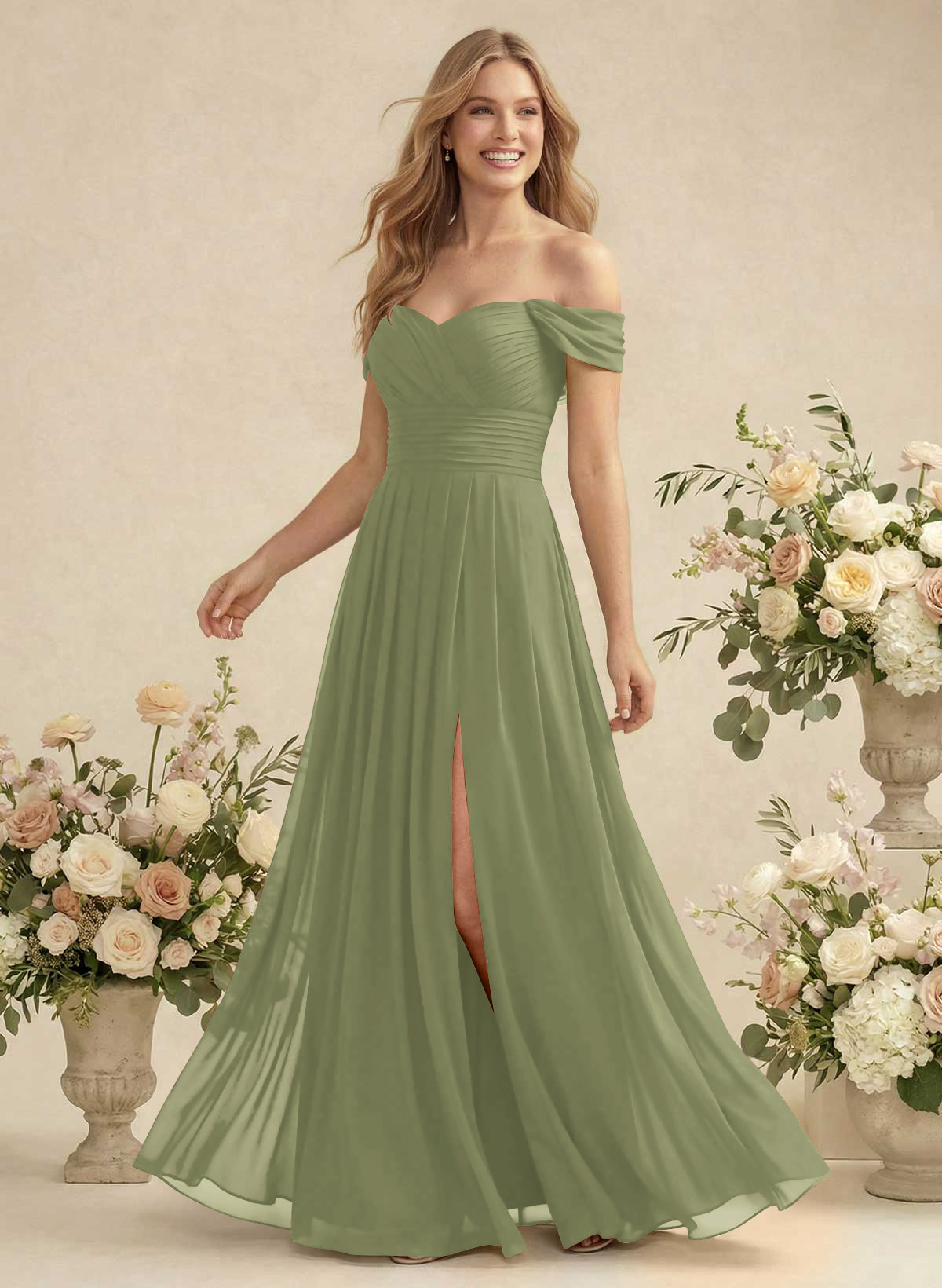 Off-The-Shoulder A-Line Chiffon Bridesmaid Dresses, product image 178