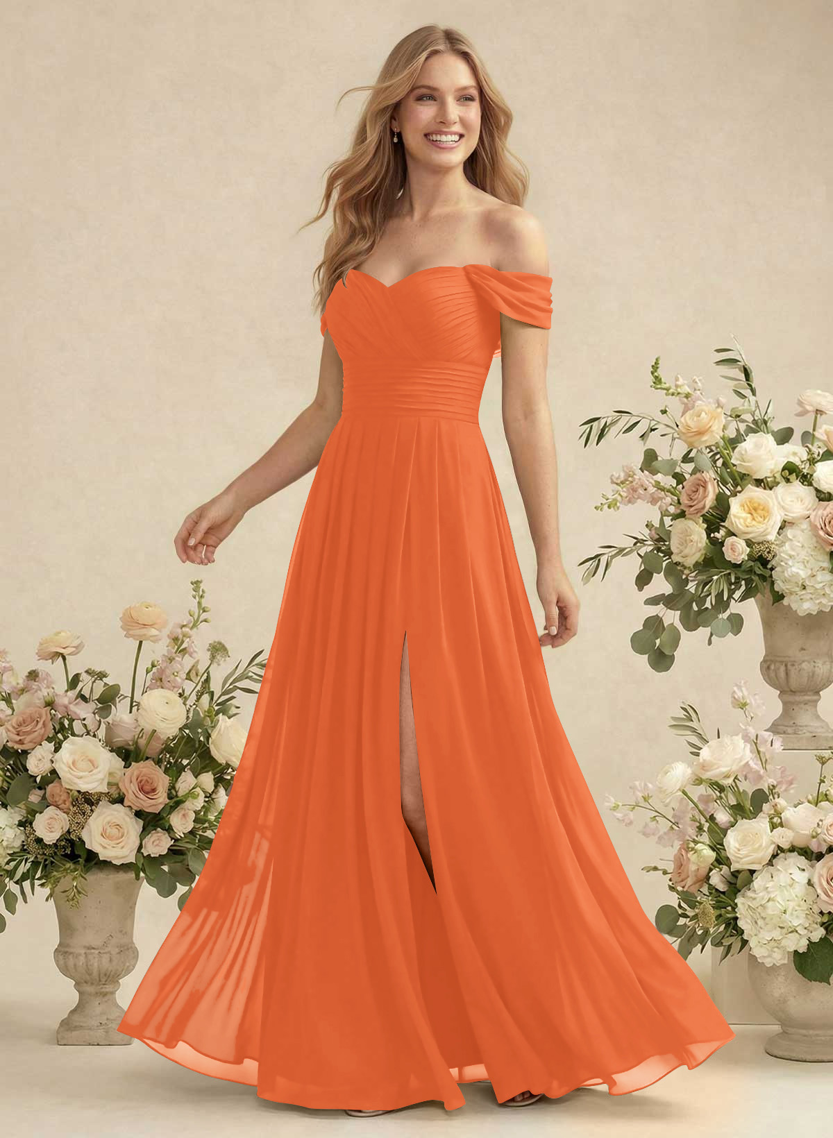 Off-The-Shoulder A-Line Chiffon Bridesmaid Dresses, product image 154