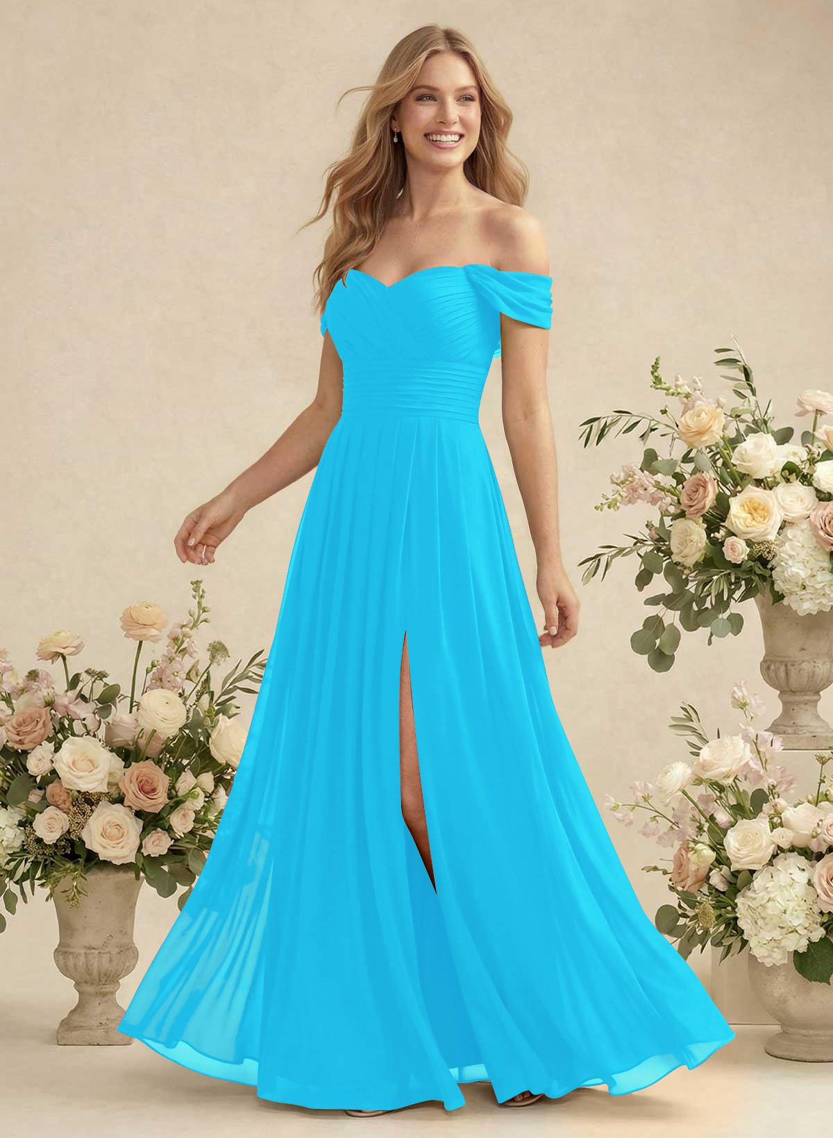 Off-The-Shoulder A-Line Chiffon Bridesmaid Dresses, product image 28