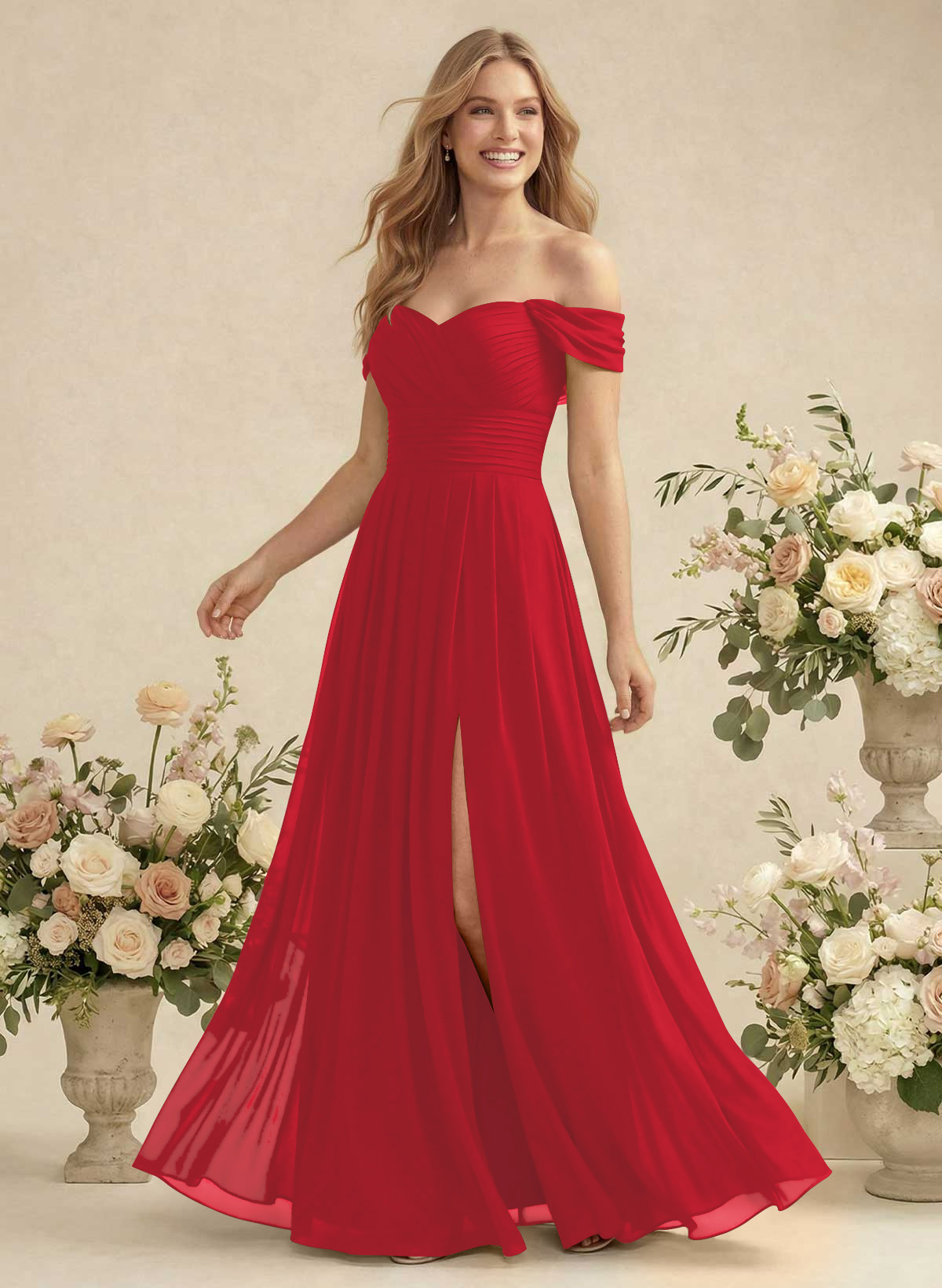 Off-The-Shoulder A-Line Chiffon Bridesmaid Dresses, product image 49