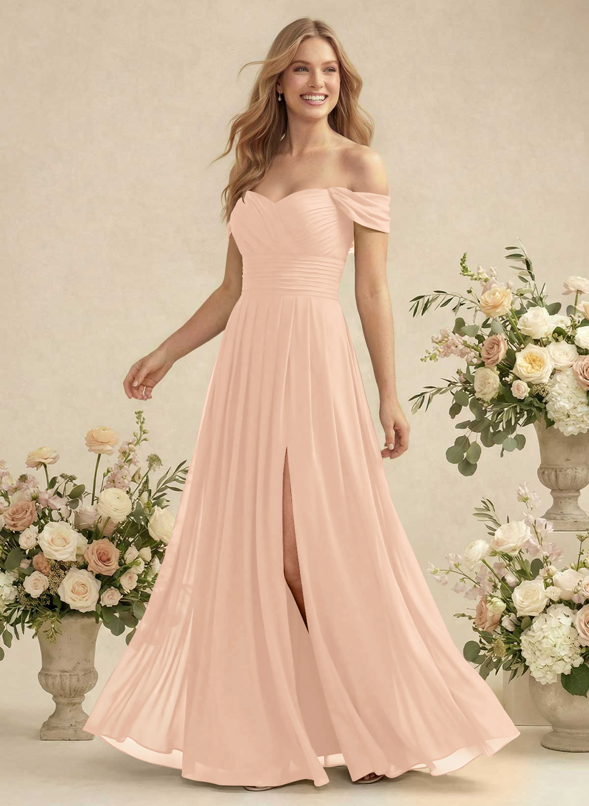 Off-The-Shoulder A-Line Chiffon Bridesmaid Dresses, product image 187