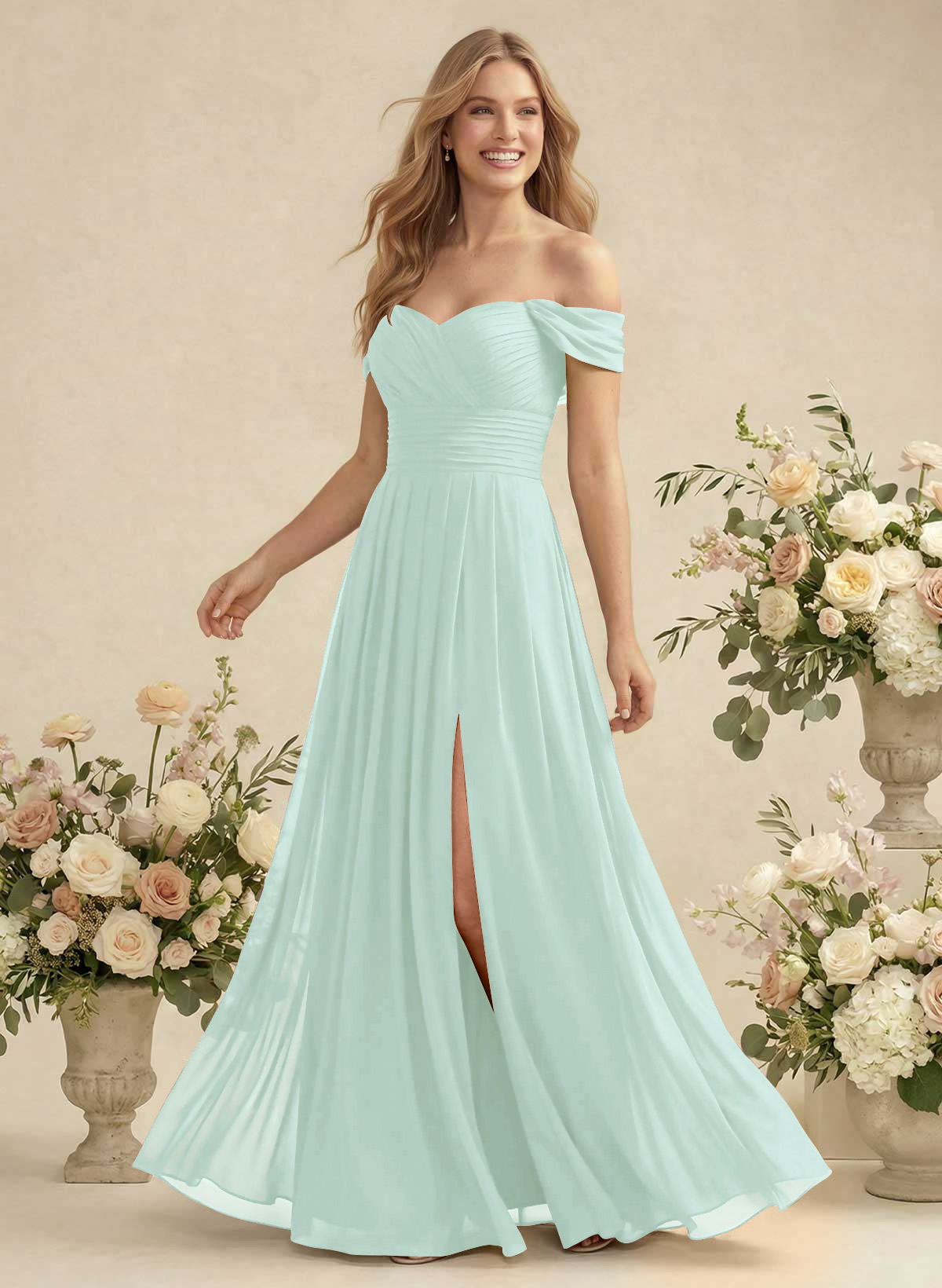 Off-The-Shoulder A-Line Chiffon Bridesmaid Dresses, product image 133