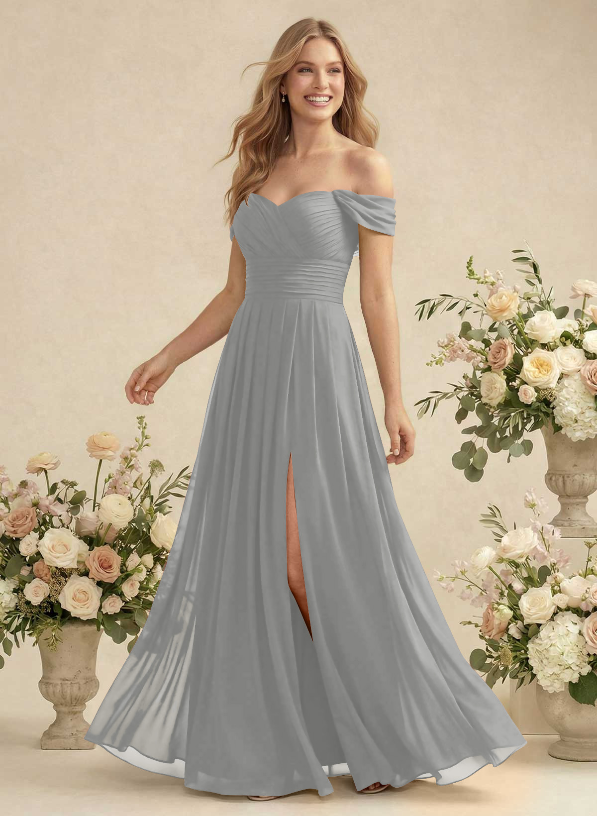 Off-The-Shoulder A-Line Chiffon Bridesmaid Dresses, product image 169