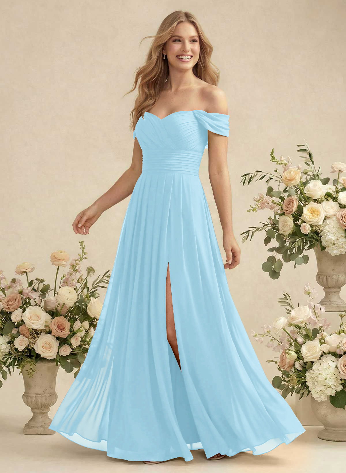 Off-The-Shoulder A-Line Chiffon Bridesmaid Dresses, product image 34