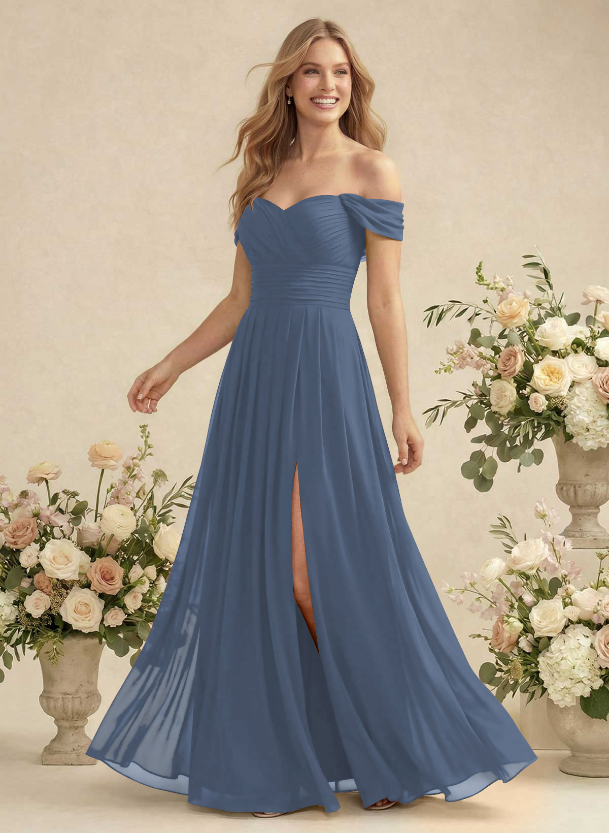 Off-The-Shoulder A-Line Chiffon Bridesmaid Dresses, product image 13