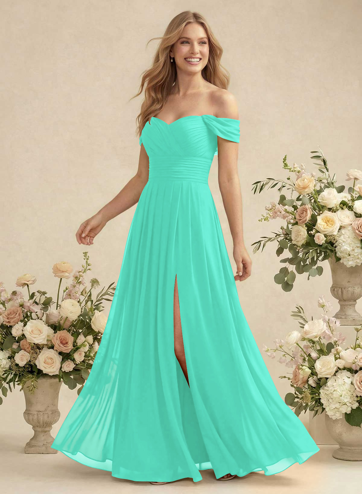 Off-The-Shoulder A-Line Chiffon Bridesmaid Dresses, product image 139