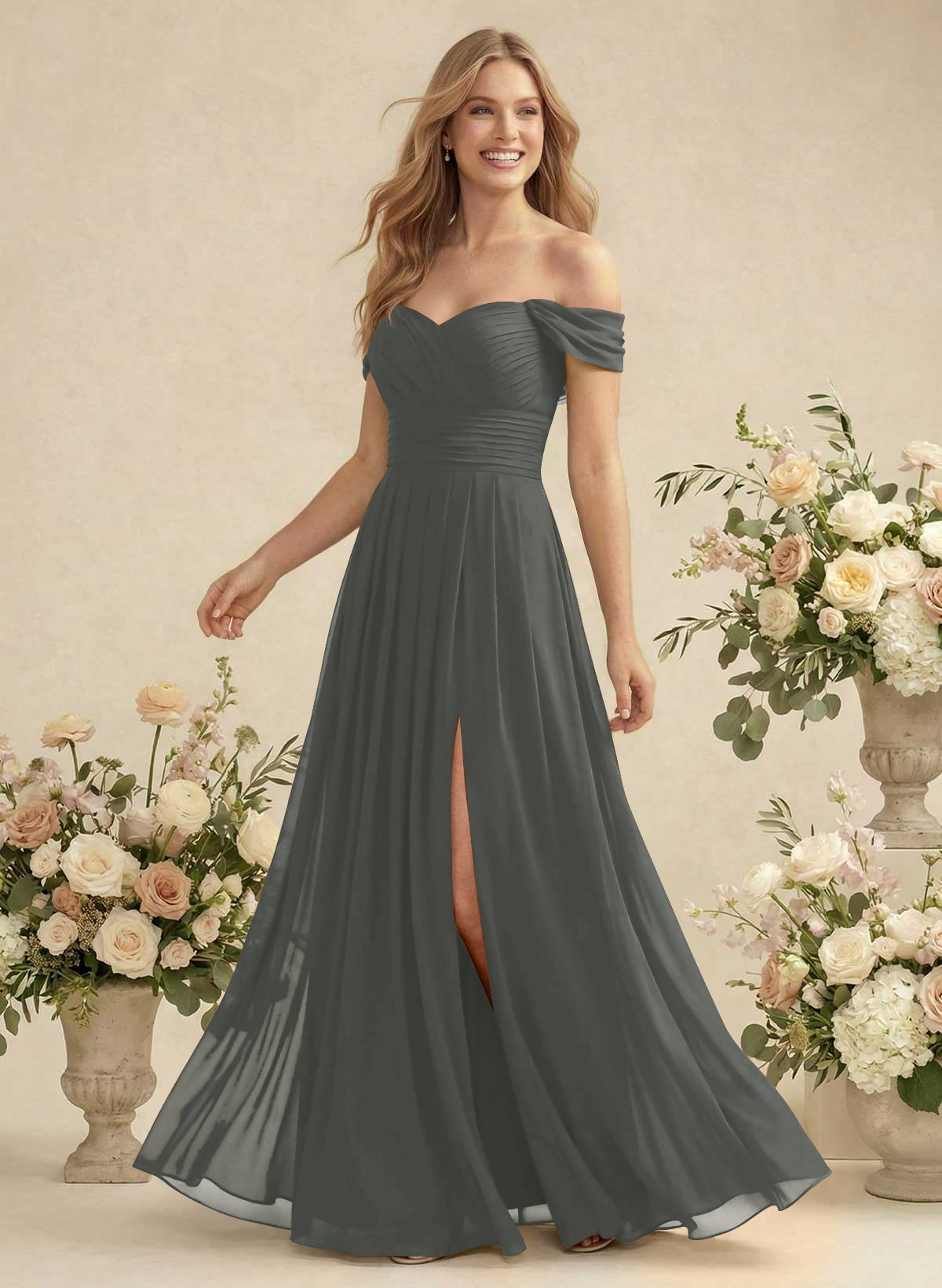 Off-The-Shoulder A-Line Chiffon Bridesmaid Dresses, product image 172